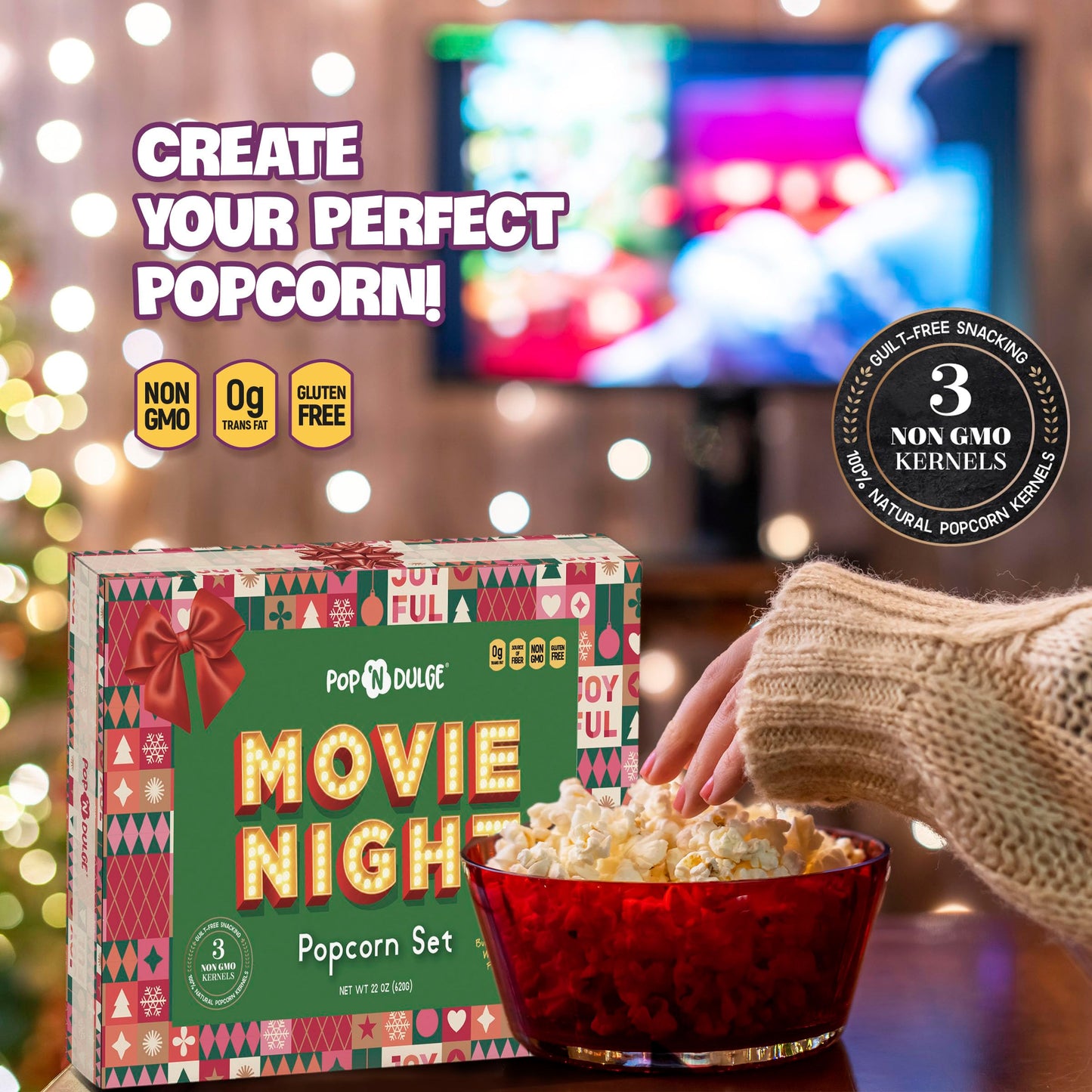 Movie Night Gift Baskets Popcorn Gifts for Christmas Holiday Gift Christmas Gift Sets, 5 Gourmet Popcorn Kernels and 5 Popcorn Flavoring, Non-GMO Popcorn Gifts - 10 Pack