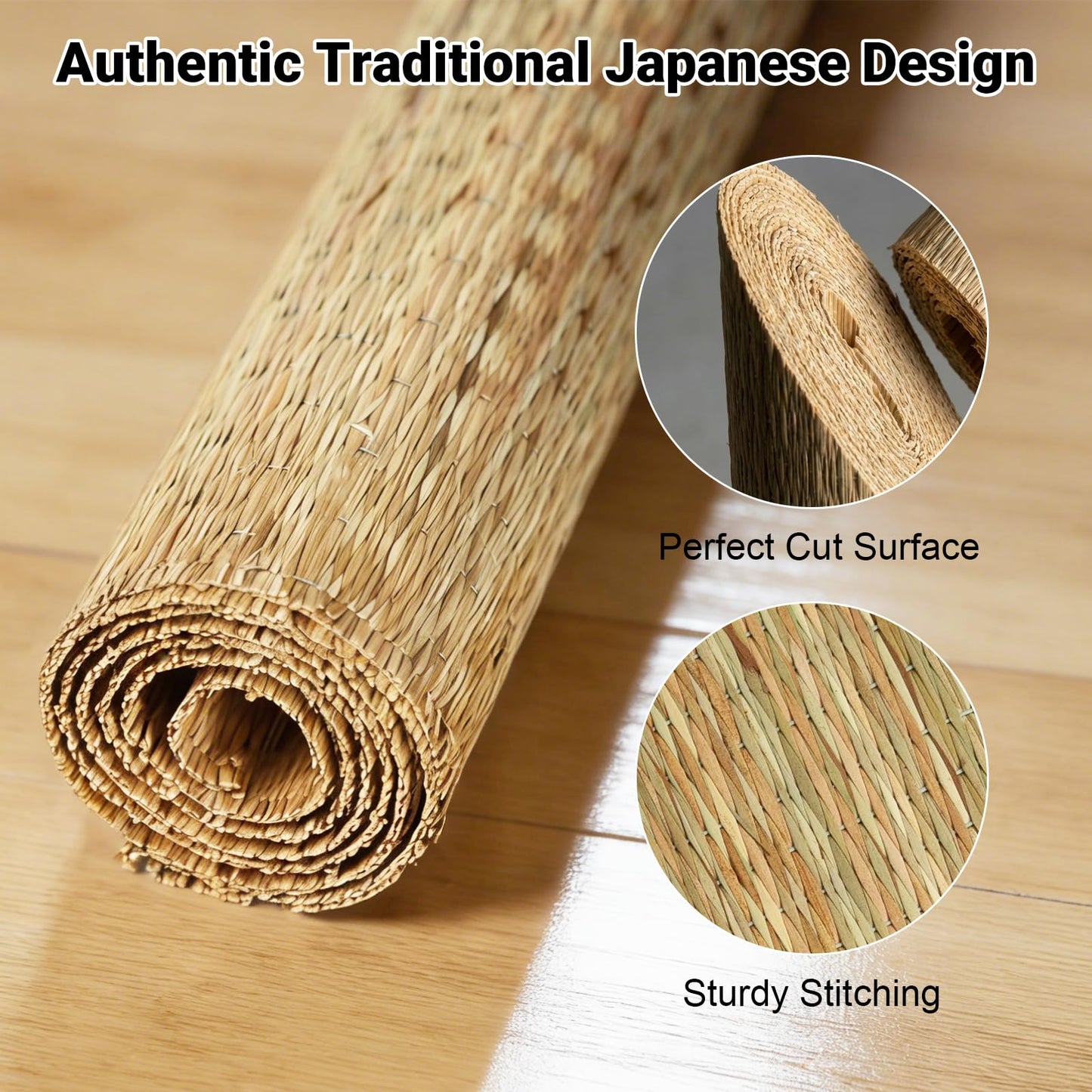 Tatami Mat for Sword Cutting, 20-Pack Authentic Igusa Tatami, 34x71 Inch Unrolled & Hand-Roll Modifiable for Tameshigiri, Iaido, Kenjutsu Training