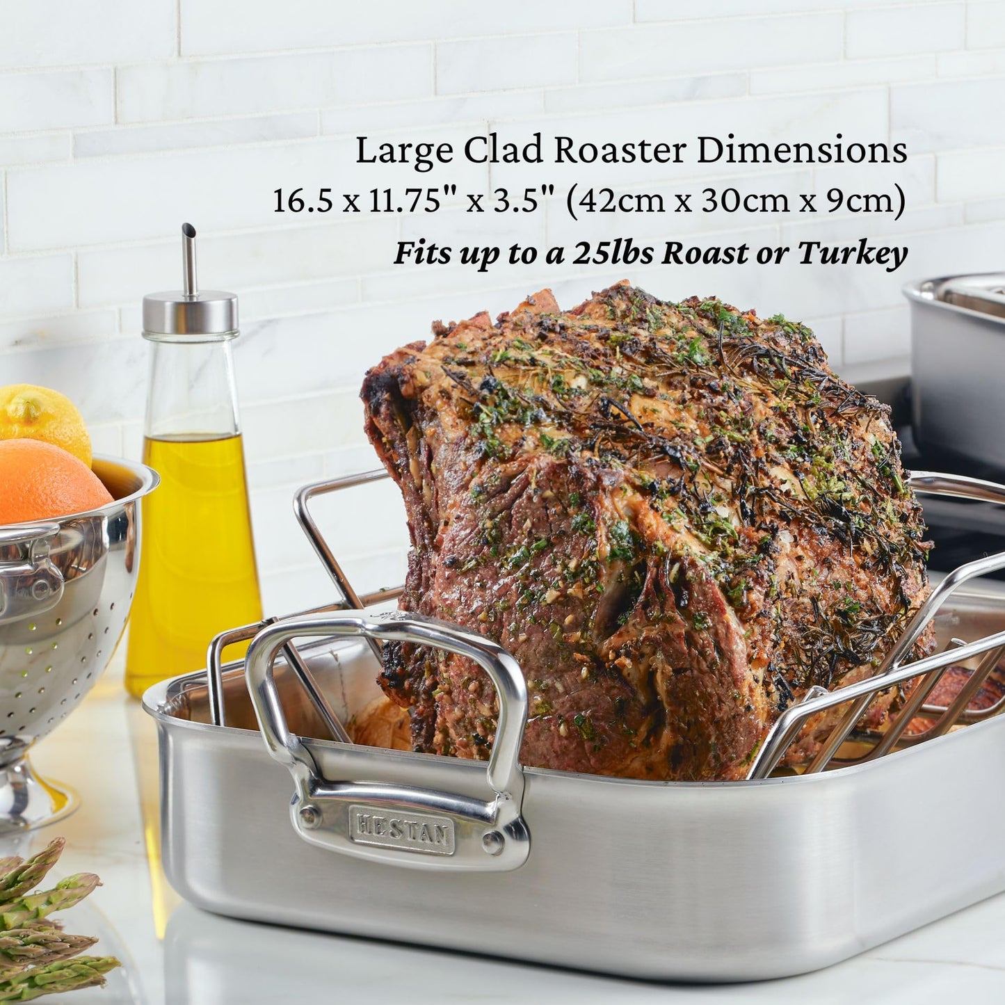Hestan Provisions – 16.5" Classic Clad Roaster with Stainless Steel Rack