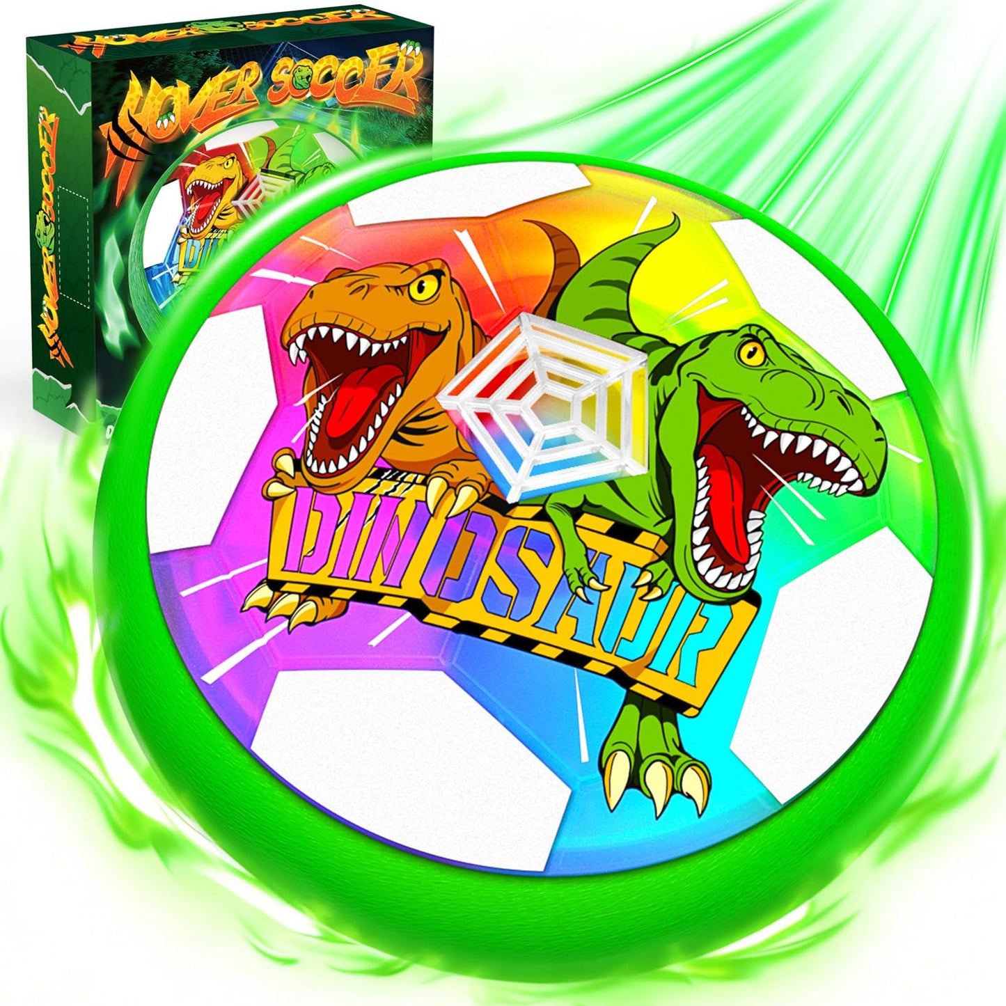 Dinosaur Toys for Boys Glowing Hover Soccer Ball,Light Up Hover Ball for 3 4 5 6 7 8 9 10 11 12 year old Boy,Indoor Outdoor Kids Toys,Air Floating Soccer Toy,Fun Christmas Birthday Gift for Boy 3–12