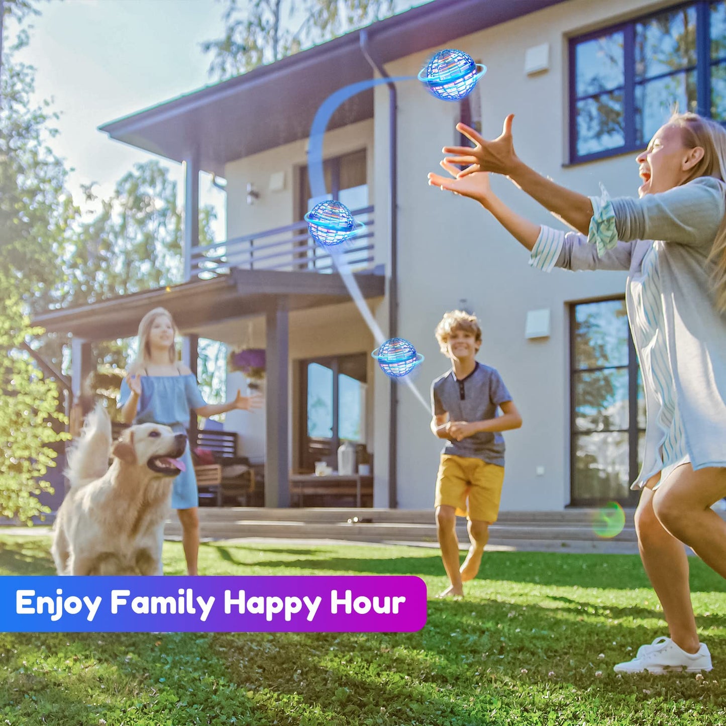Kidsjoy Fly Orb Hover Ball Floating Boomerang Spinner Drone Balls - Cool Toys Gifts for 6-15 Year Old Boys & Girls (Blue) (Blue_01)