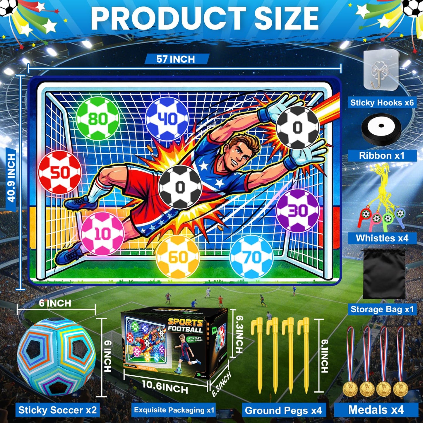 WUPIOS Upgraded Toy Soccer Game Set for Kids, Indoor Outdoor Backyard Toss Soccer Goal Game with 2 Balls, 1 Flannel Target, Soccer Toys for Boys and Girls 3-5 6-8 8-12 Years Old Kids Birthday