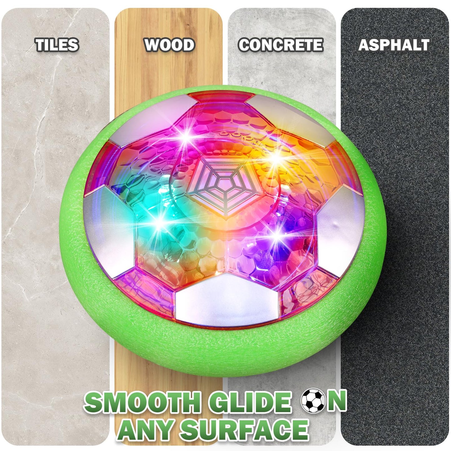 BaLaM Hover Soccer Ball Toys for 3-8 Year Old Kids Toddler Boys Girls, Christmas Birthday Gifts for Kids Age 4-6 5-7 8-12, Indoor Rechargable Light-up Toys Games