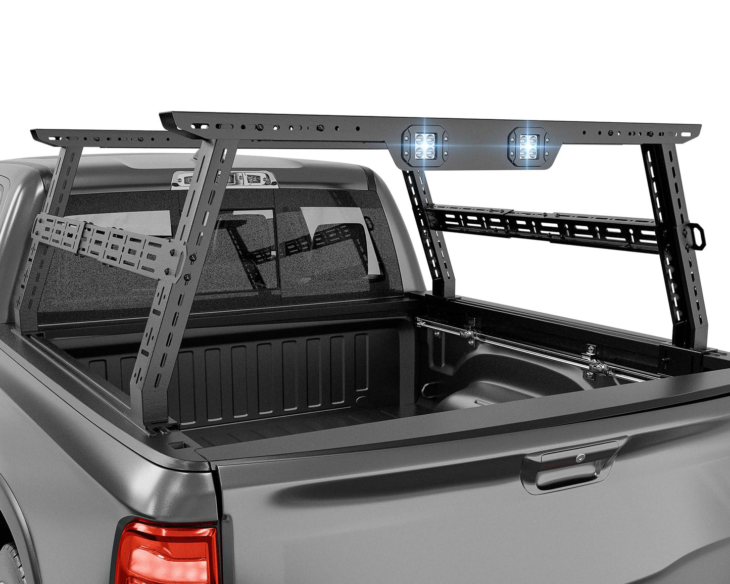 YZONA Adjustable 16-24.8" High Truck Cargo Rack Bed Racks Cargo Carrier with 2 LED Lights Compatible with Silverado/Sierra/Ram/Tacoma/Tundra/Titan/Frontier/Canyon/Gladiator JT/Ford F-Series