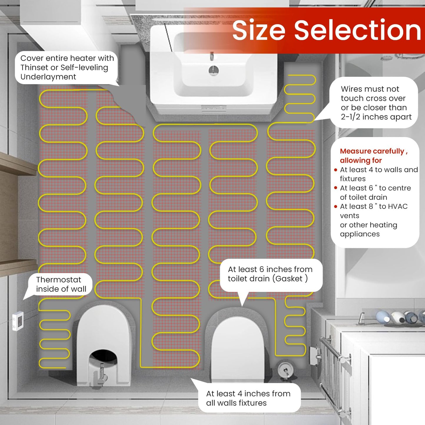 100 sqft HEATIT Warmmat Electric Radiant Self-adhesive Floor Heat Heating System & ET-72 Thermostat & Alarm Monitor