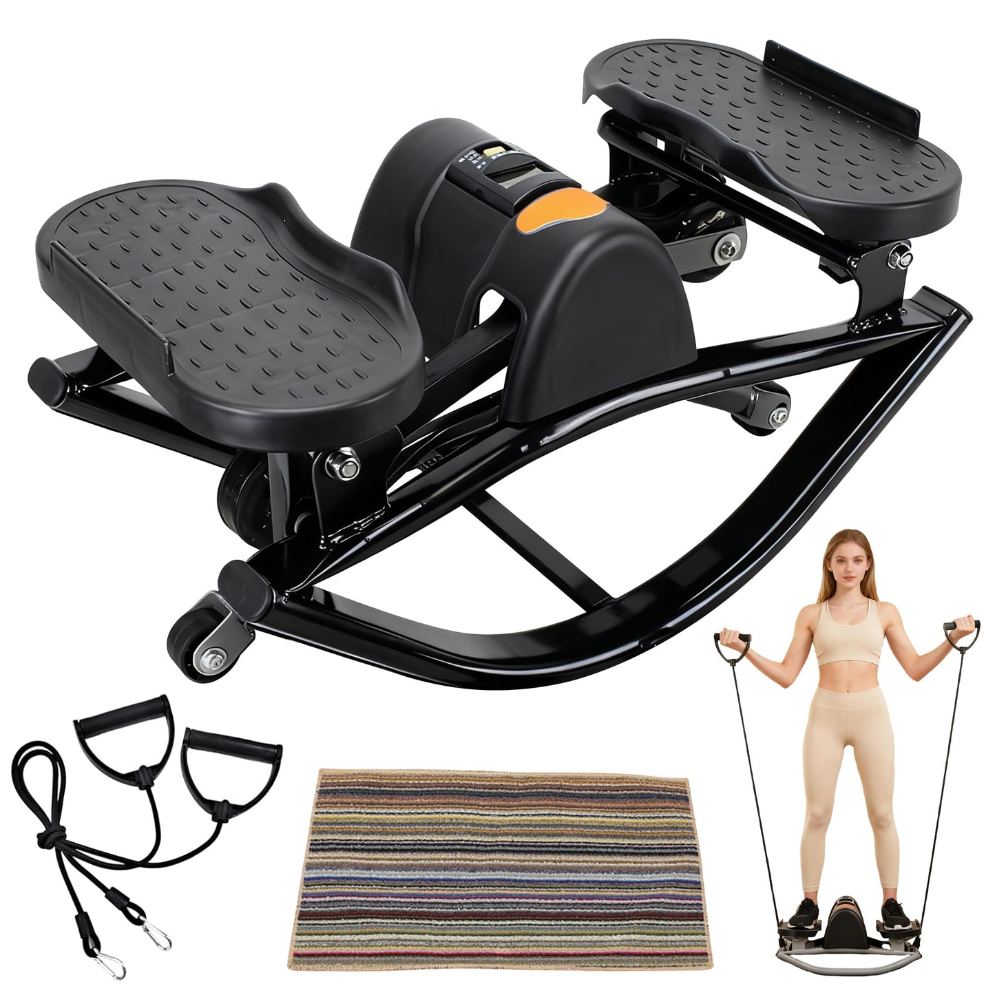 EMESAK Rocking Stepper Side to Side, Portable Compact Lateral Motion Steppers, Track Time, Calories with Digital Display, for Legs, Glutes, Abs for Women Men