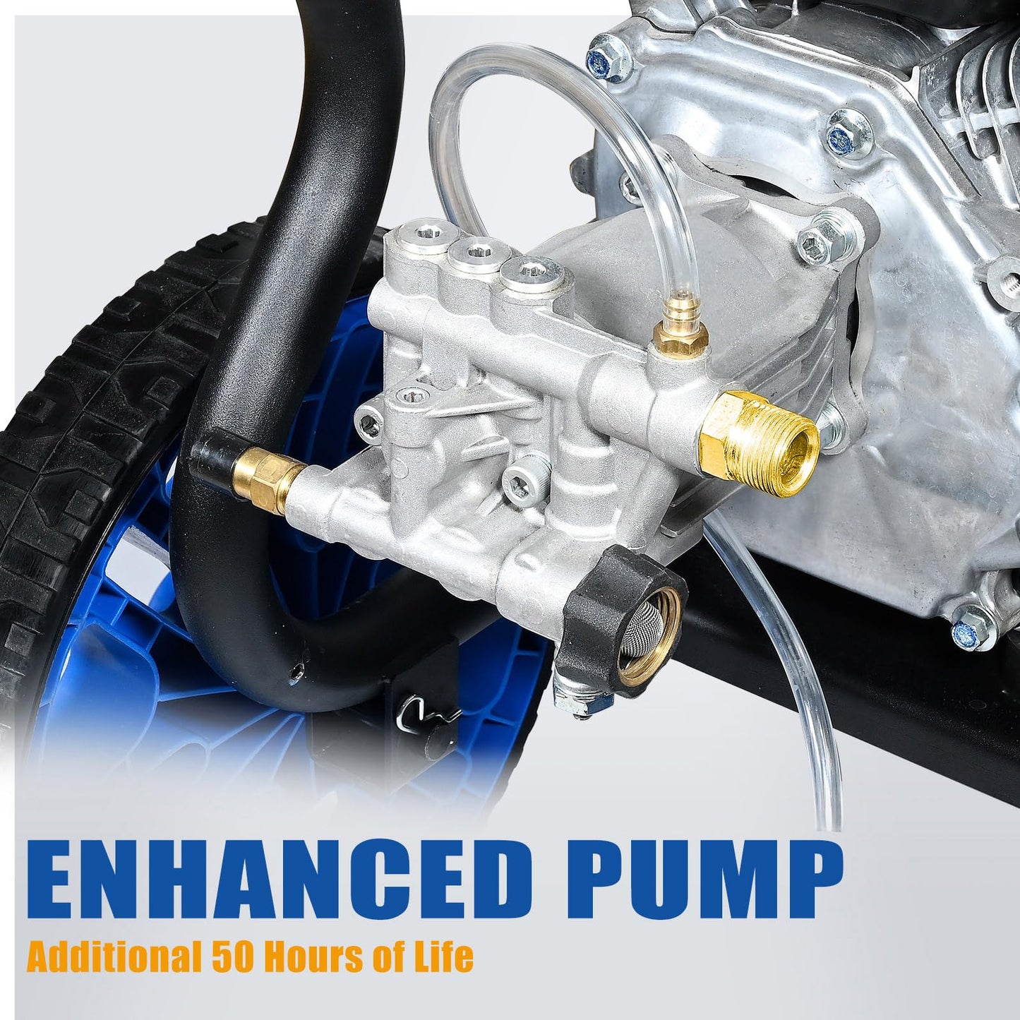 TOOLCY 3400 PSI Gas Pressure Washer, 2.8 GPM Gas Powered Power Washer with Soap Tank, Reinforced Pump & 212cc OHV Engine, 35 FT Pressure Hose, Quick Connect Swivel Pressure Gun, 5 Nozzles for Homes