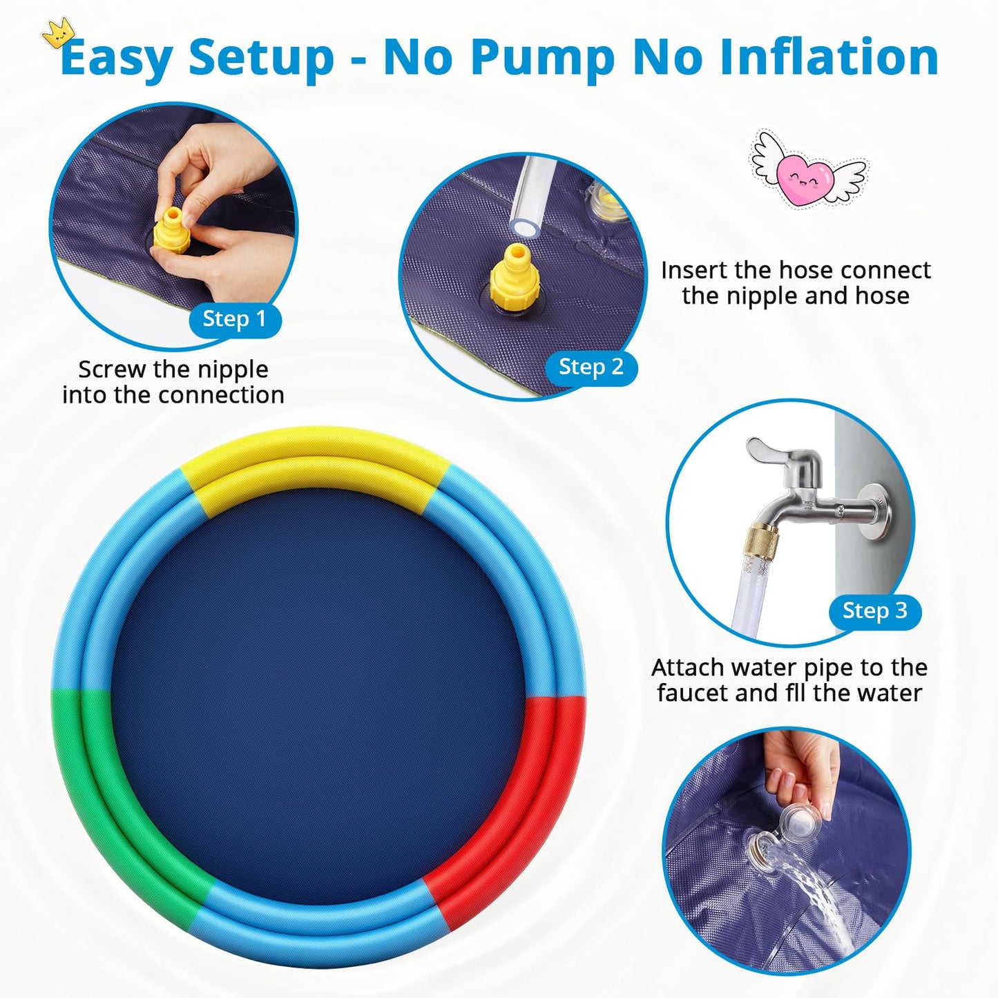Splash Pad for Kids & Dogs, 78” Sprinkler Splash Pad with Dual Sprayers, Large Non-Slid Splash Mat, 360° Spray Outdoor Water Toys for Backyard, Summer, Gifts for Toddlers, Family, Pets