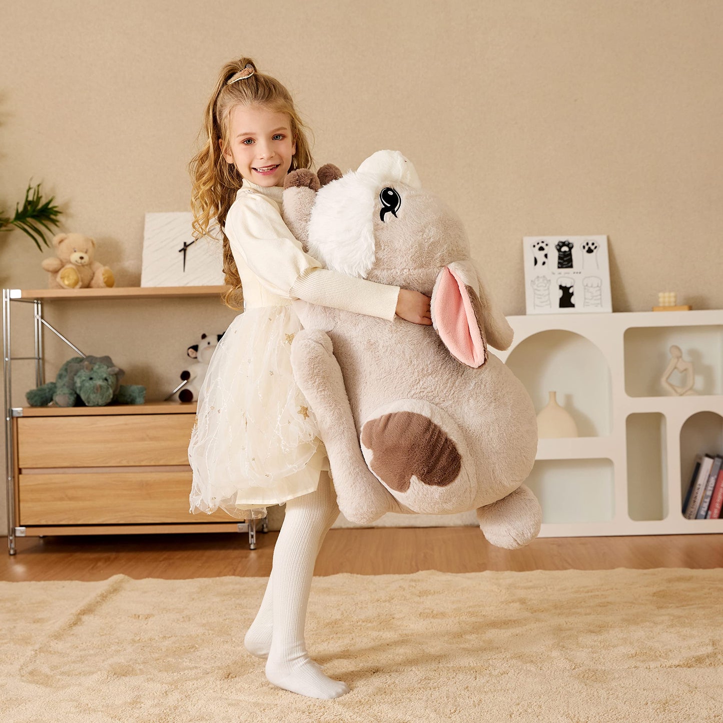 EARTHSOUND Giant Easter Bunny Stuffed Animal Plush Toy,23 inches Large Rabbit Jumbo Big Size Soft Toys,Cute Huge Plushy Fluffy Fat Plushie,Gifts for Kid