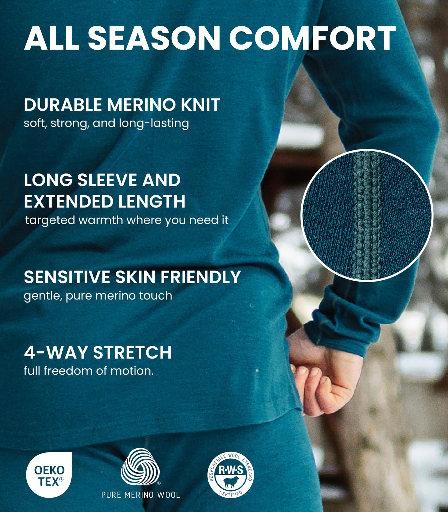 Merino.tech Merino Wool Base Layer Mens Set - Heavyweight, Midweight, Lite Merino Wool Thermal Underwear For Men Top, Bottom (Medium, 320 Charcoal Grey)