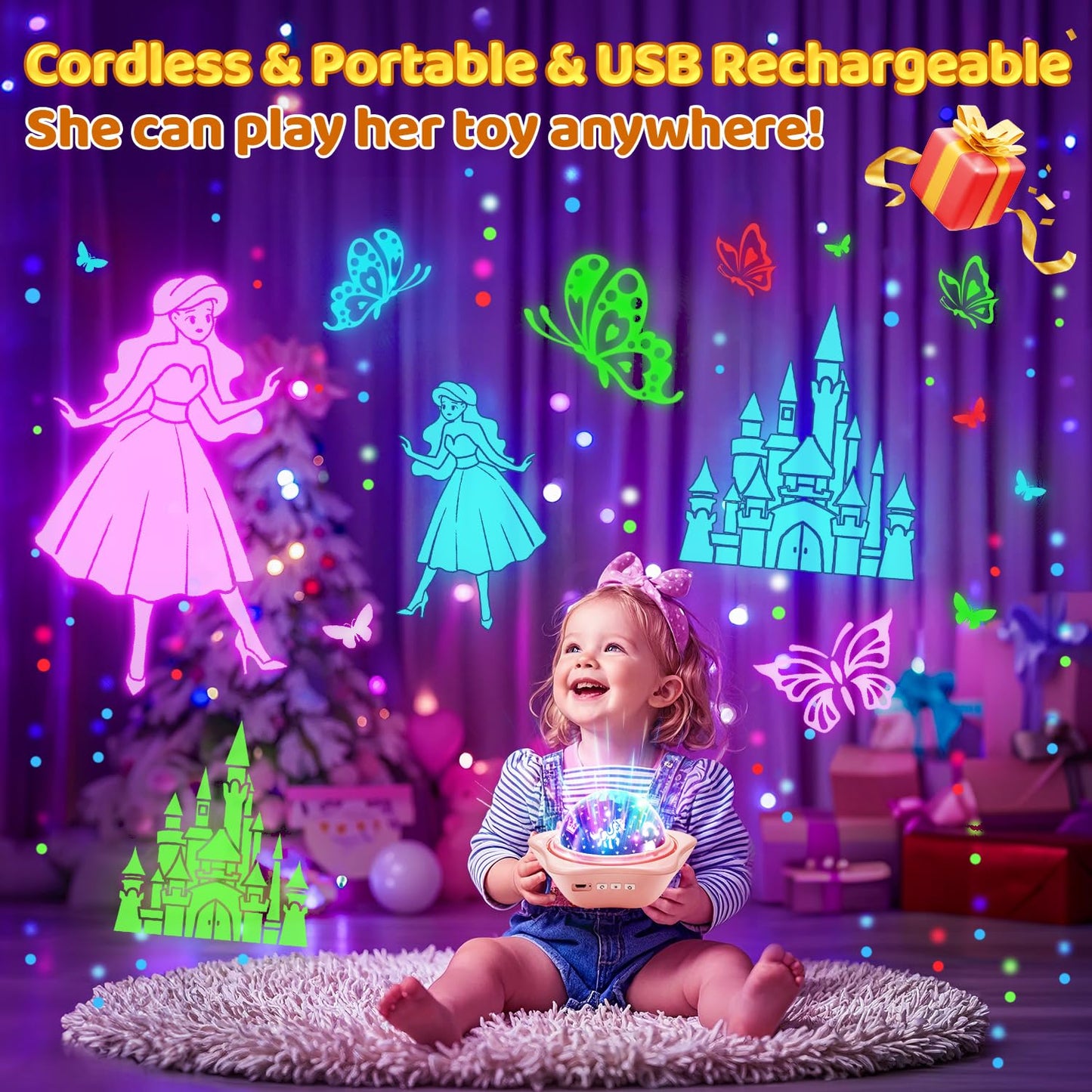 Unicorn Toys【6 Slides+96 Projections】,Unicorn Night Light Projector & Mermaid Toys & Princess Toy, Girl Birthday Gift,Juguetes para Niñas, Princess Toys for Girls 4-6, 2 Year Old Girl Birthday Gift