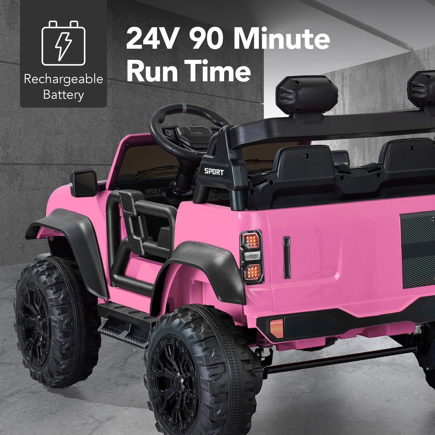 Best Choice Products Kids 24V 2-Seater Electric Ride On Car Truck w/ 132lb Weight Capacity, Parent Control, Bluetooth, LED Lights - Pink