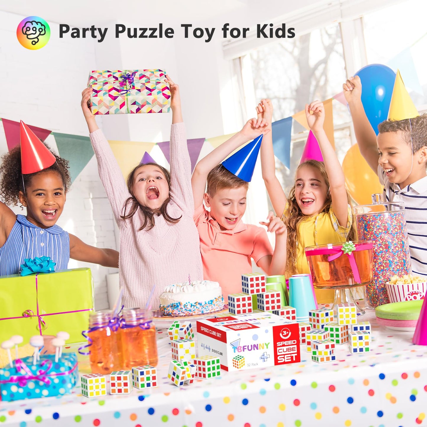 TBFUNNY 32 Pack Mini Cube Puzzle Party Favors for Kids, 1.18in 3x3x3 Magic Cube Toy for Student School Rewards Classroom Prize Goodie Bag Stuffers, Gift for Birthday Valentines Easter Christmas