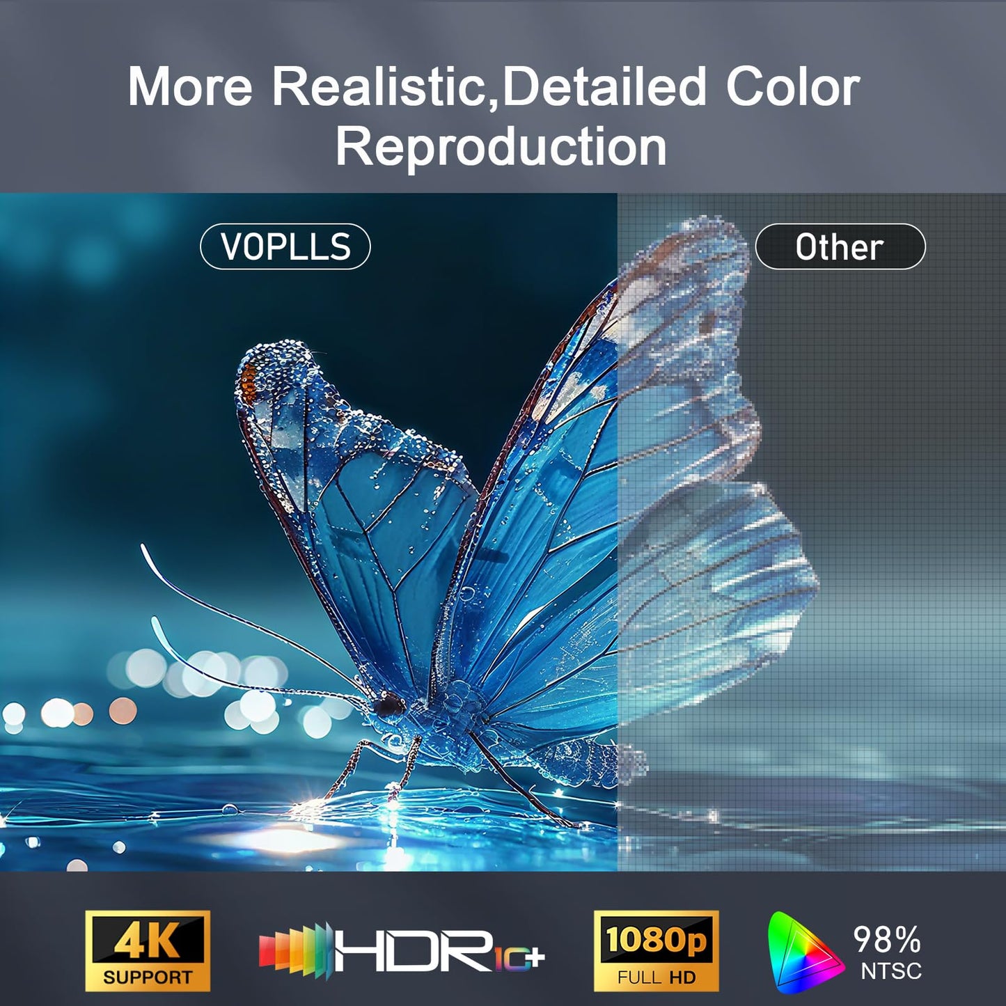 【Officially-Licensed APP & 2000 ANSI】4K Smart Projector with WiFi and Bluetooth, VOPLLS Auto Focus Portable Outdoor Projector, Movie Home Theater Proyector Adjustable Stand