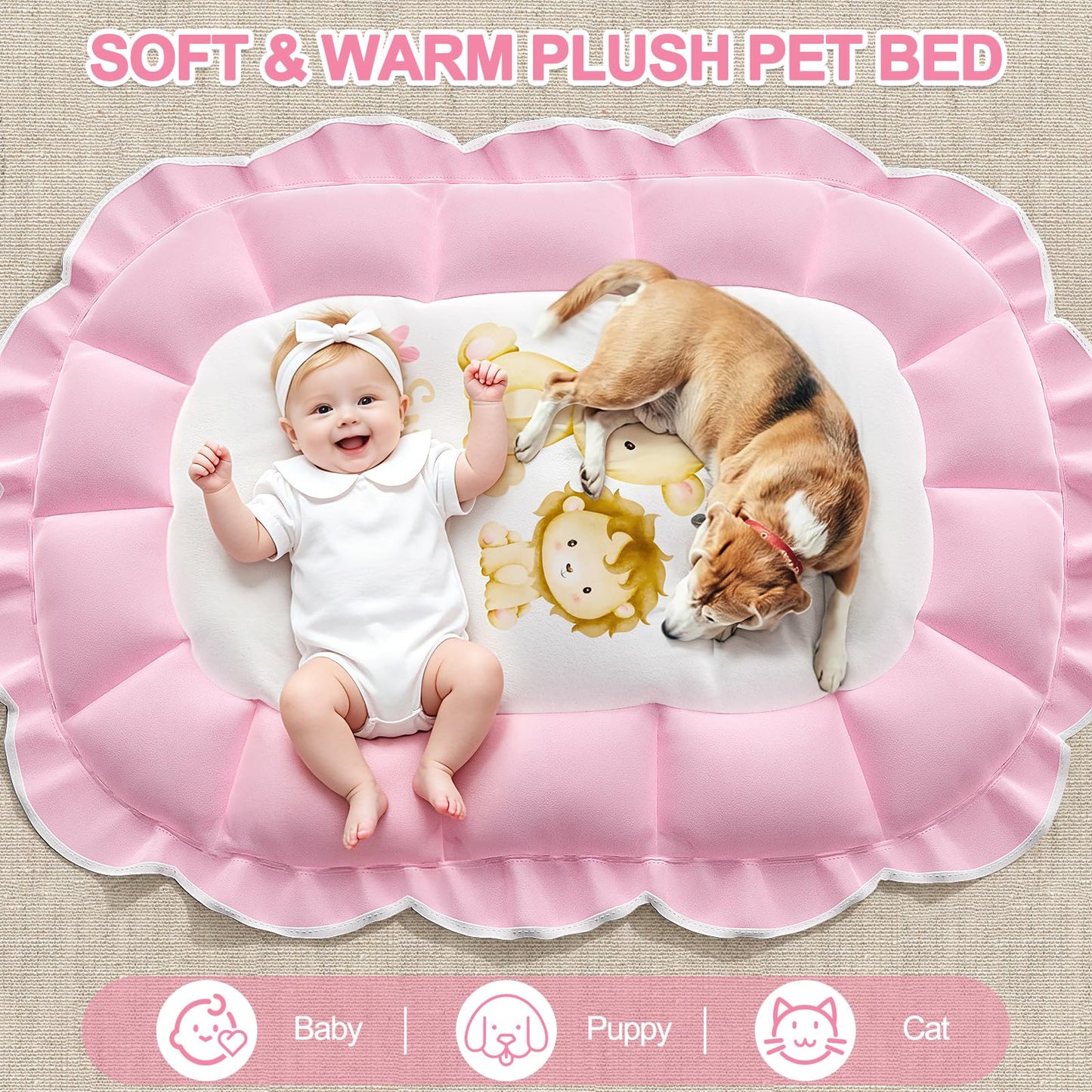OCATO Baby Play Mat Gym: Baby Girl Gifts Tummy Time Mat Baby Play Gym Thick Large Baby Activity Center from Baby to Toddler Skills Development Baby Essentials Baby Shower Gifts Ball Pit Cat Dog Bed