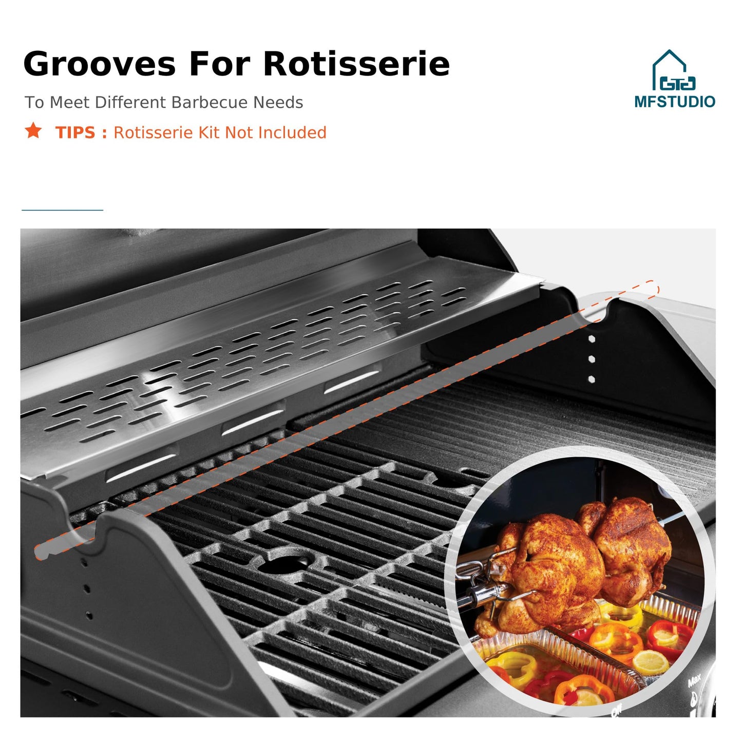MFSTUDIO 4 Burners Propane Gas Grill and Griddle Combo with Side Burner, 2 in 1 Griddle Grill and Porcelain-Enameled Cast Iron Grates, 46,700 BTU Outdoor Cooking Barbecue Grill, Black