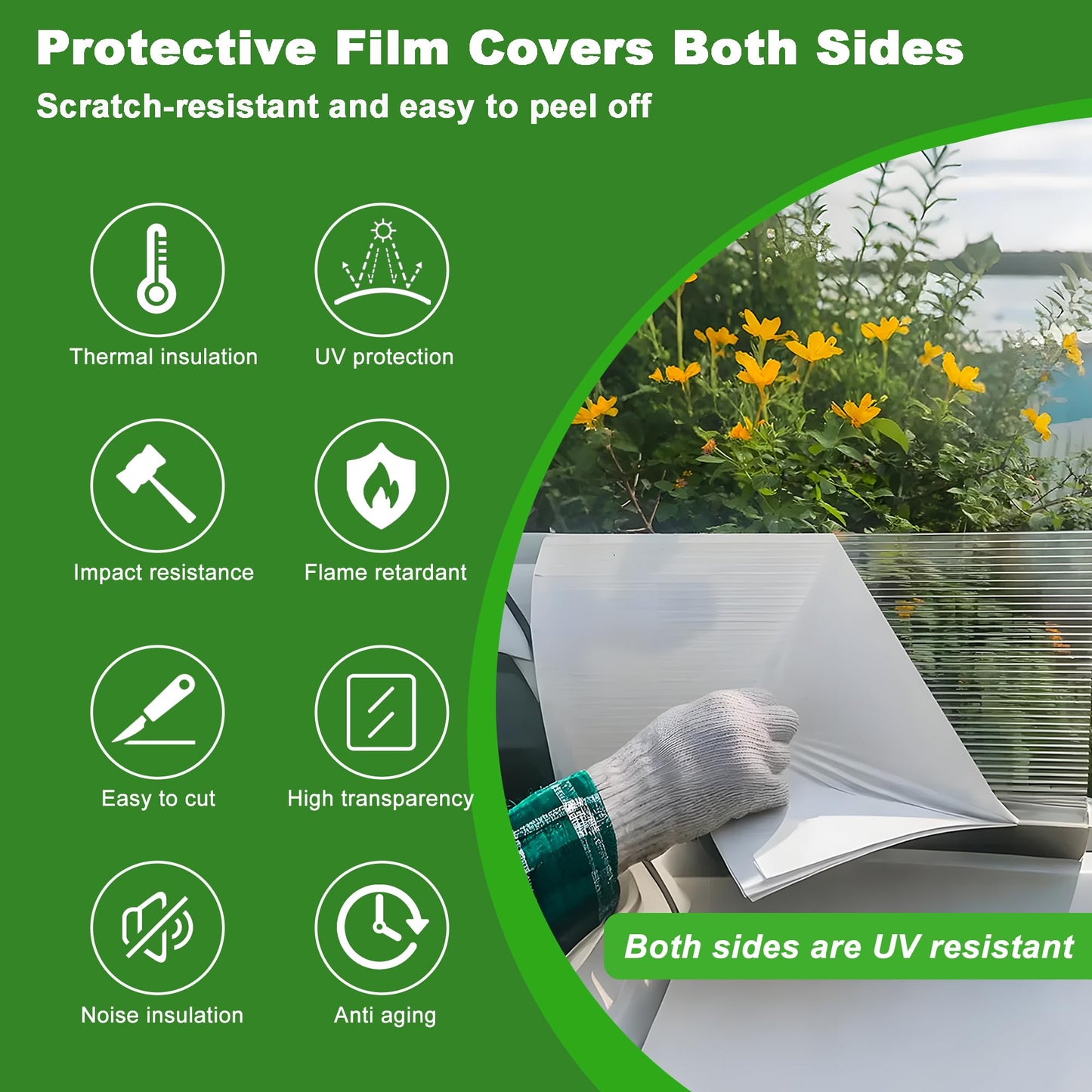 Quibbay 6PCS Polycarbonate Greenhouse Panels Sheets, 6' x 2' x 0.32'' Three-Layer Honeycomb Panels, UV Protected Corrugated Plastic Roof Panels, Clear Replacement Panels for Greenhouse Covering