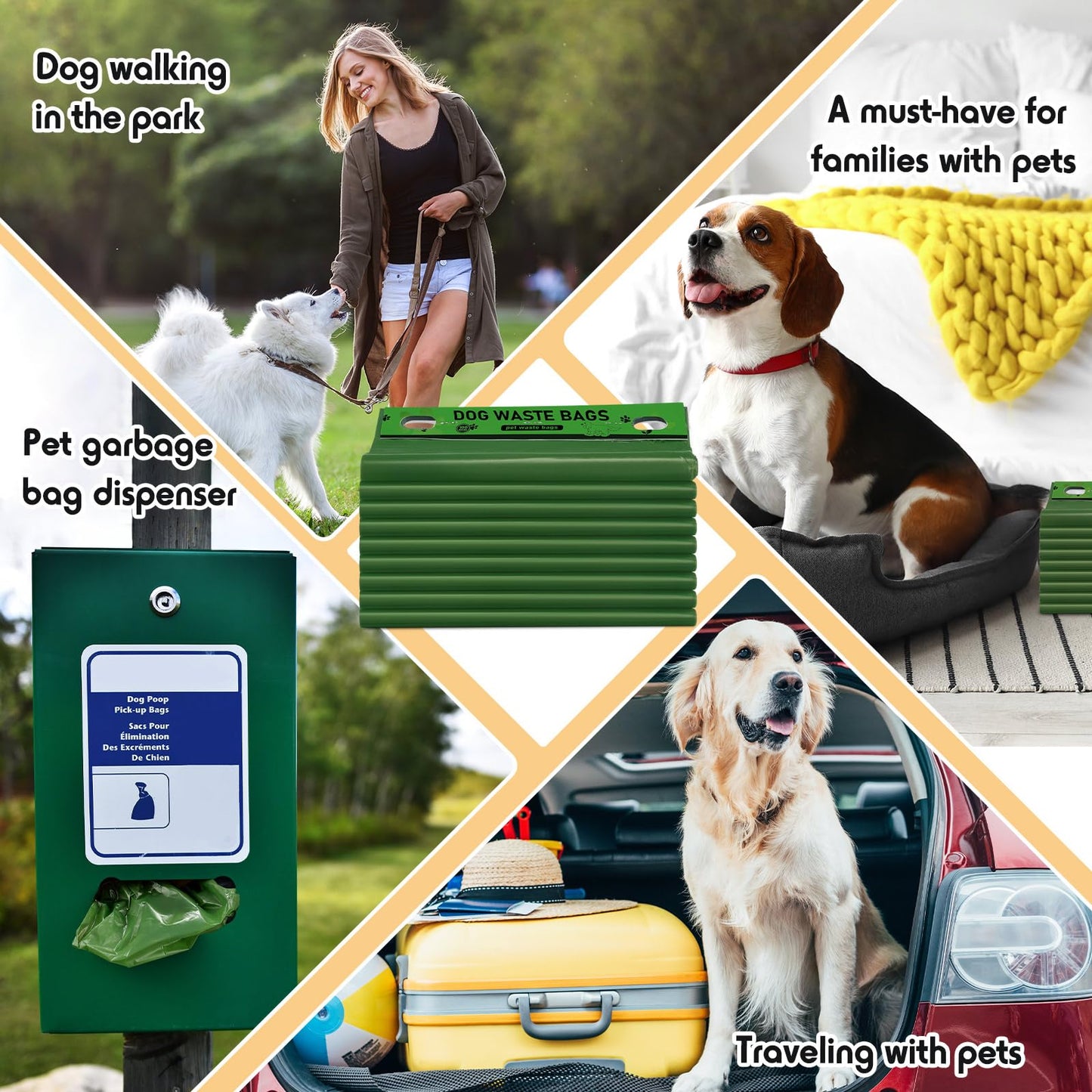 Ireer 5000 Pcs 50 Counts Pet Waste Bags Bulk, Dog Bags with Fit Hang Hole Easy Single Pull for Parks, Hoas Residential Use, Dog Waste Station, Compatible with Poop Station Dispensers (Green)