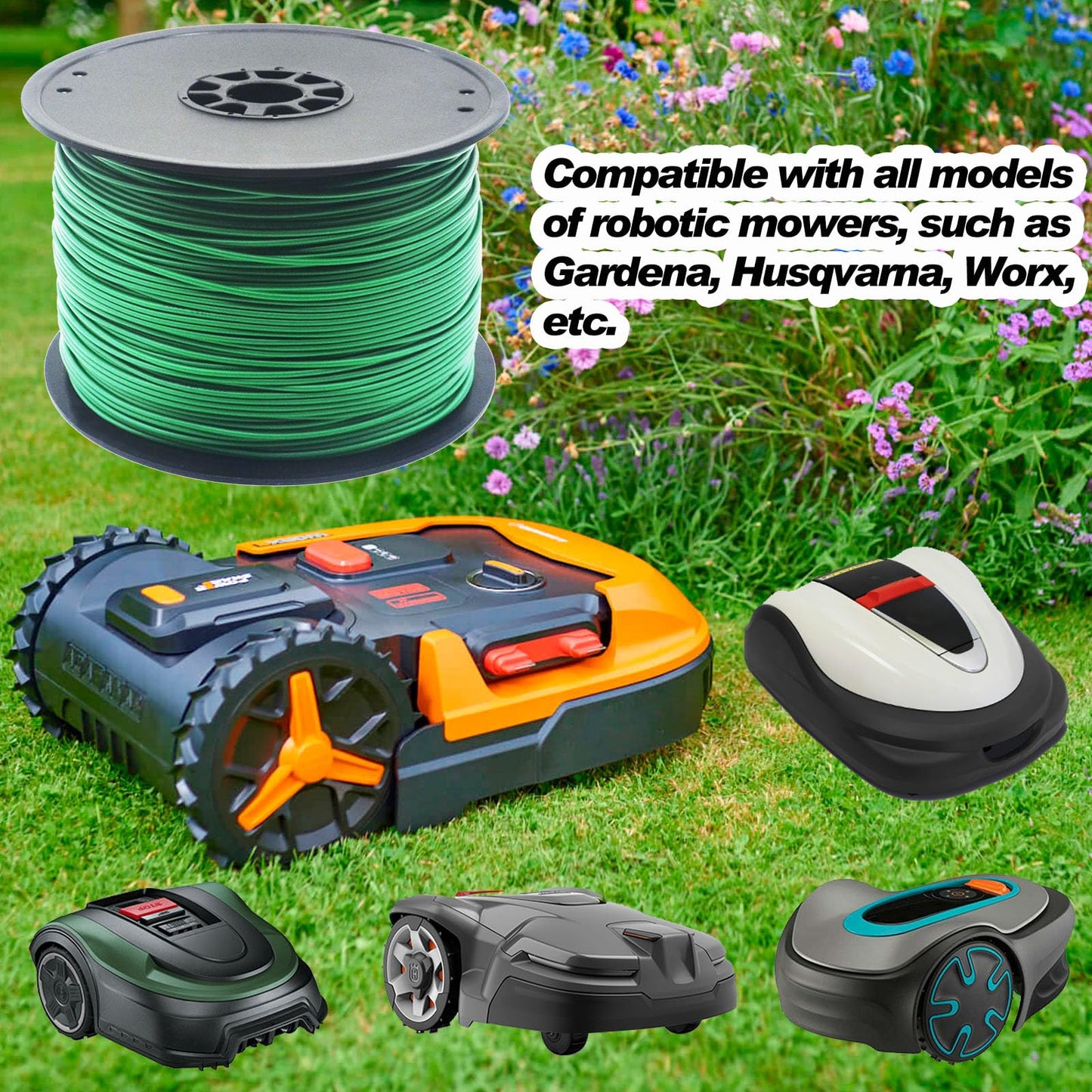 Multisland Universal Robotic Mower Boundary Wire Automatic Lawnmower 16 Gauge AWG 3.4 mm Perimeter Wire for Husqvarna Worx and Other Robot Lawnmower Brands, 458M/1500FT