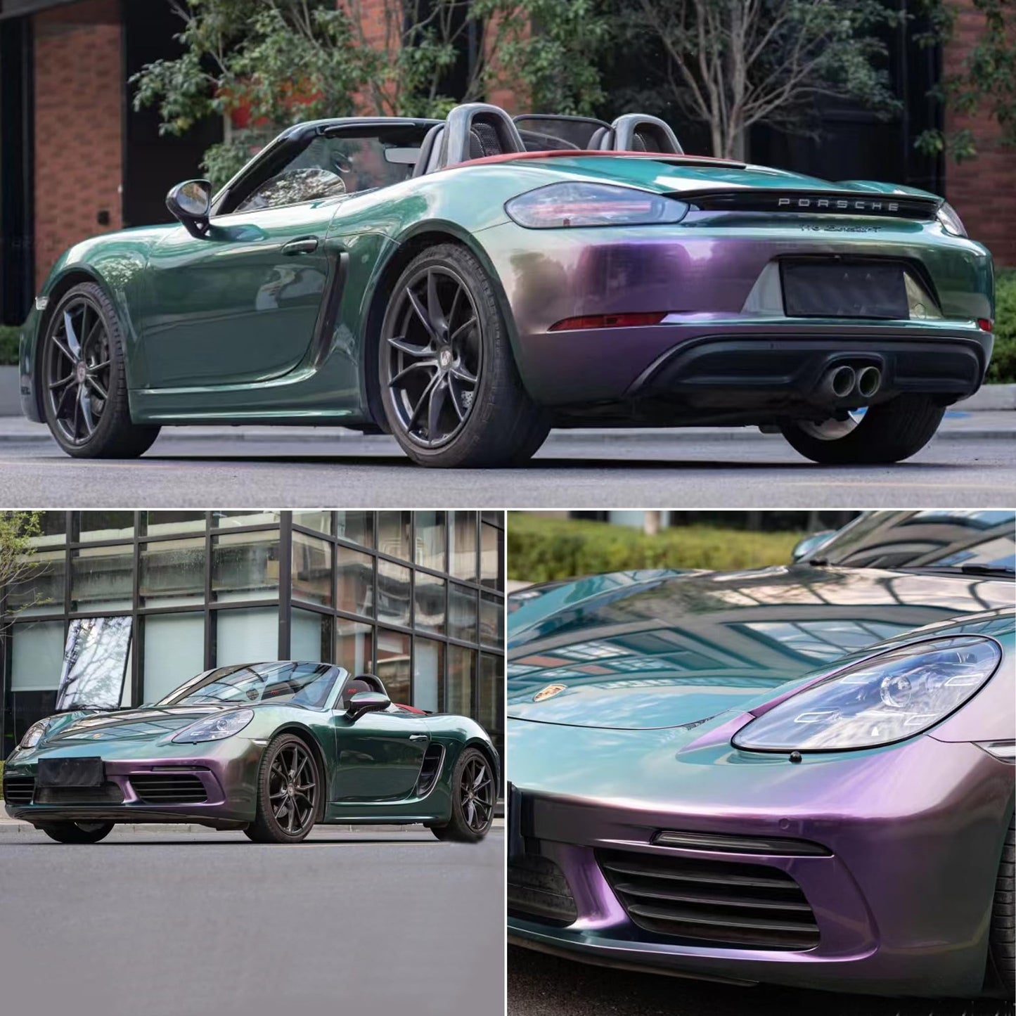 AuMoHall Gloss Purple to Mystic Green Metallic Chameleon Vinyl Wrap High Glossy Color-Shift Vehicle Car Body Vinyl Film Roll, 669.29" x 59.84" (The Whole Roll)