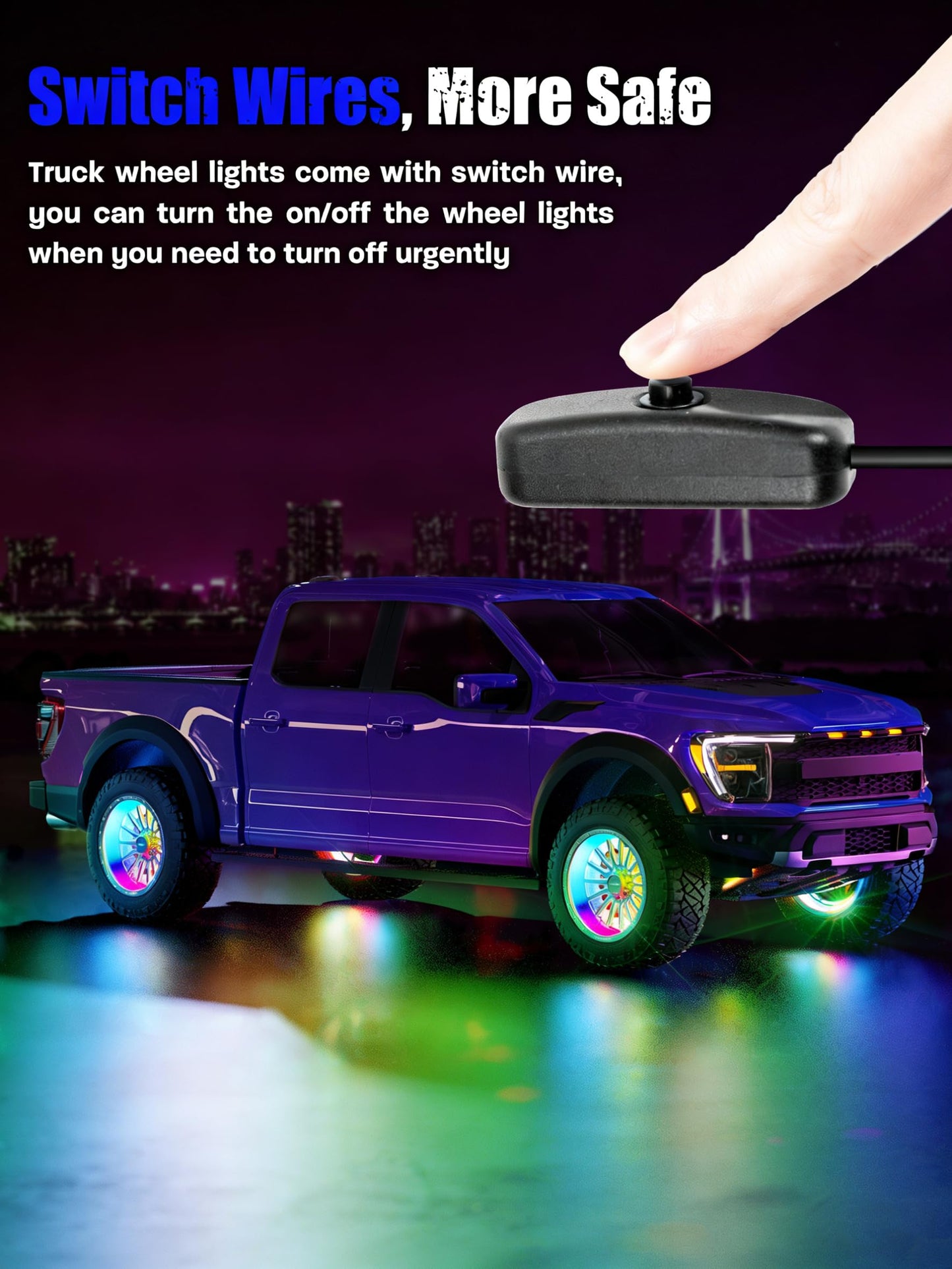 SUNPIE Wheel Lights RGB Wheel Light for Truck Universal 14.5’’ RGB Rim Light for Car/SUV - Wheel Well Ring Lights with Sequential and Multi-Color for All Vehicles, Including Instruction Manual
