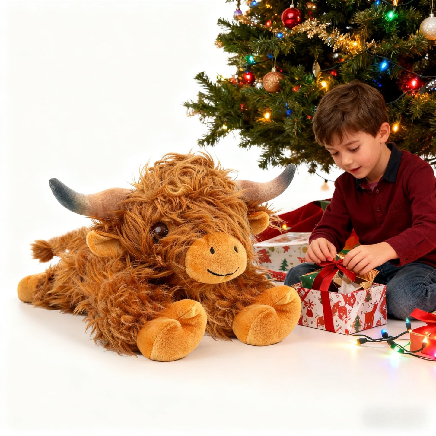 JDF 4lbs Highland Cow Weighted Stuffed Animals, 22in Giant Highland Cow Gift Plush Toy, Adorable Stuffed Animal Adults & Kids Highland Cattle Plushie Pillow Decor
