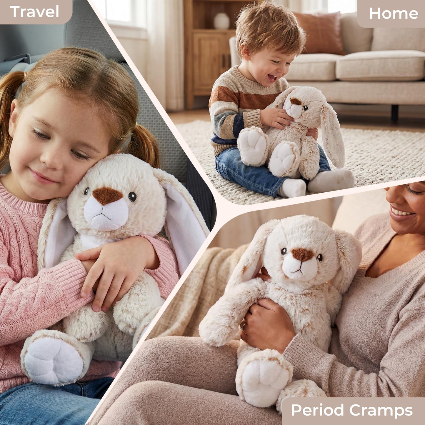 LURKOMEMO Bunny Microwavable Weighted Stuffed Animals,Heating Pad Animal for Period Cramps&Pain,Lavender Scented Heatable&Coolable Bunny Plushies Toy for Stress Relief,Gifts for Girls Kids Women