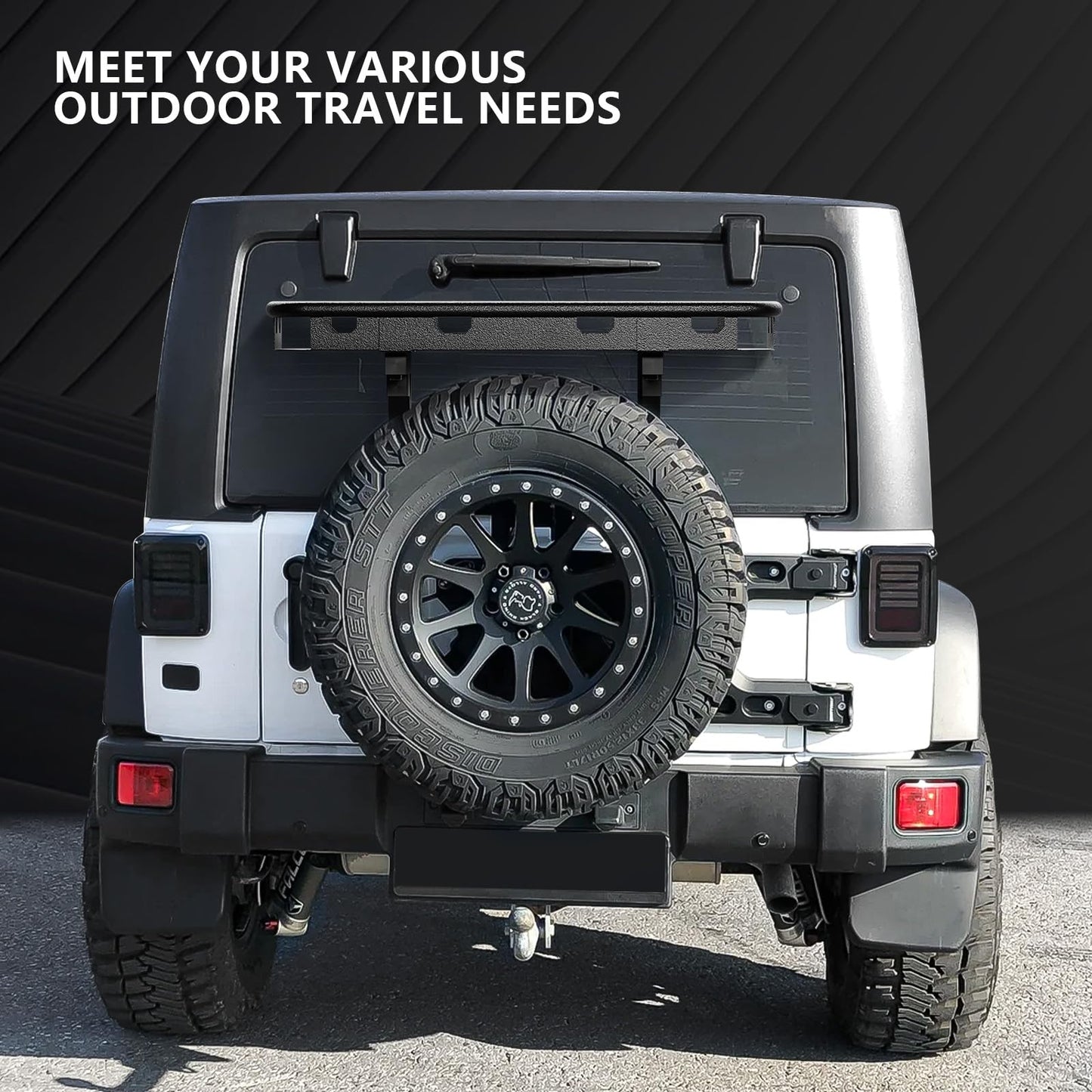 EYOUHZ for Wrangler JK Spare Tire Cargo Rack Rear Luggage Basket on OE Tailgate Compatible with 2007-2018 Jeep Wrangler JK & JKU 2/4 Doors, Cargo Carrier Back Storage Holder Stand Exterior Shelf Tray