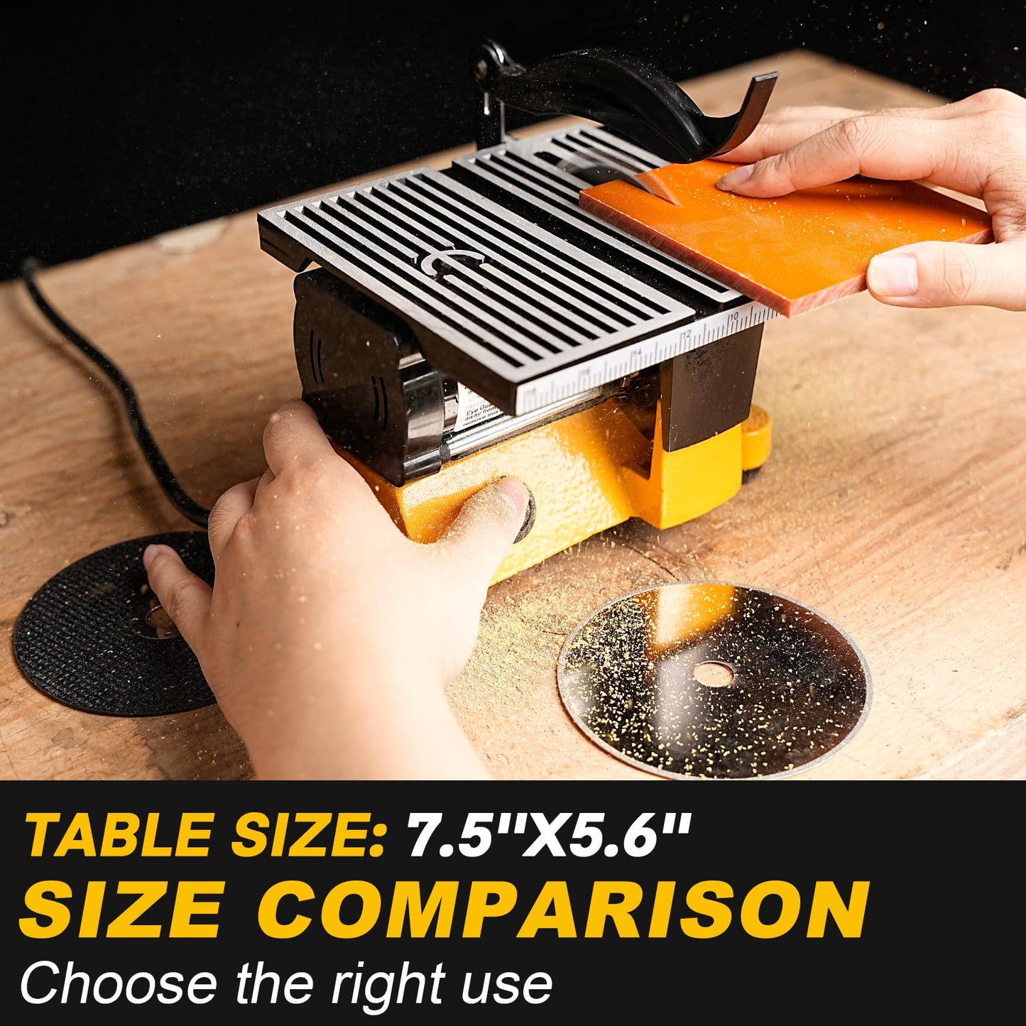 Sbestily Mini Table Saw, Portable Multi-Functional Electric Miter Saw for DIY Crafts, Cutting Metal, Ceramic Tile, Glass, Desktop Saws with 3 Blades