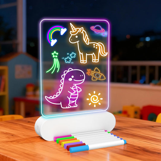MOKOQI Rechargeable LED Drawing Board | Cordless LED Note Message Board for Kids，DIY Kids Own Night Light | Dry Erase Writing Board | Easter Birthday Gifts for Girls Boys 6-8