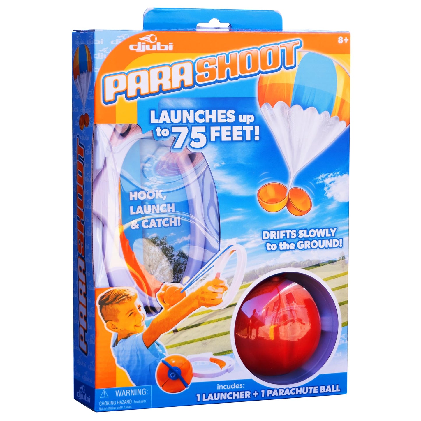 Djubi Parashoot, Best Gifts for Kids and 8 & Up - Slingshot Flying Parachute Outdoor Beach, Lawn, & Tailgating Family Game - Toys Gifts for 8 9 10 11 12 13 Year Old