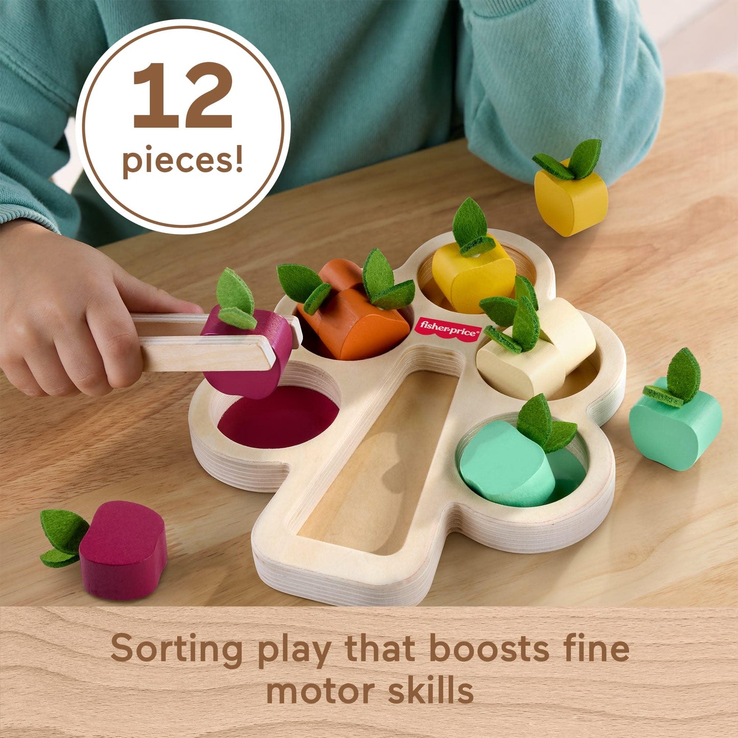 Fisher-Price Wood Montessori Toy Sorting Tree, American Montessori Society Seal of Excellence, Wooden Learning Activity Puzzle & Expert Play Tips for Preschool Kids Ages 3+ Years