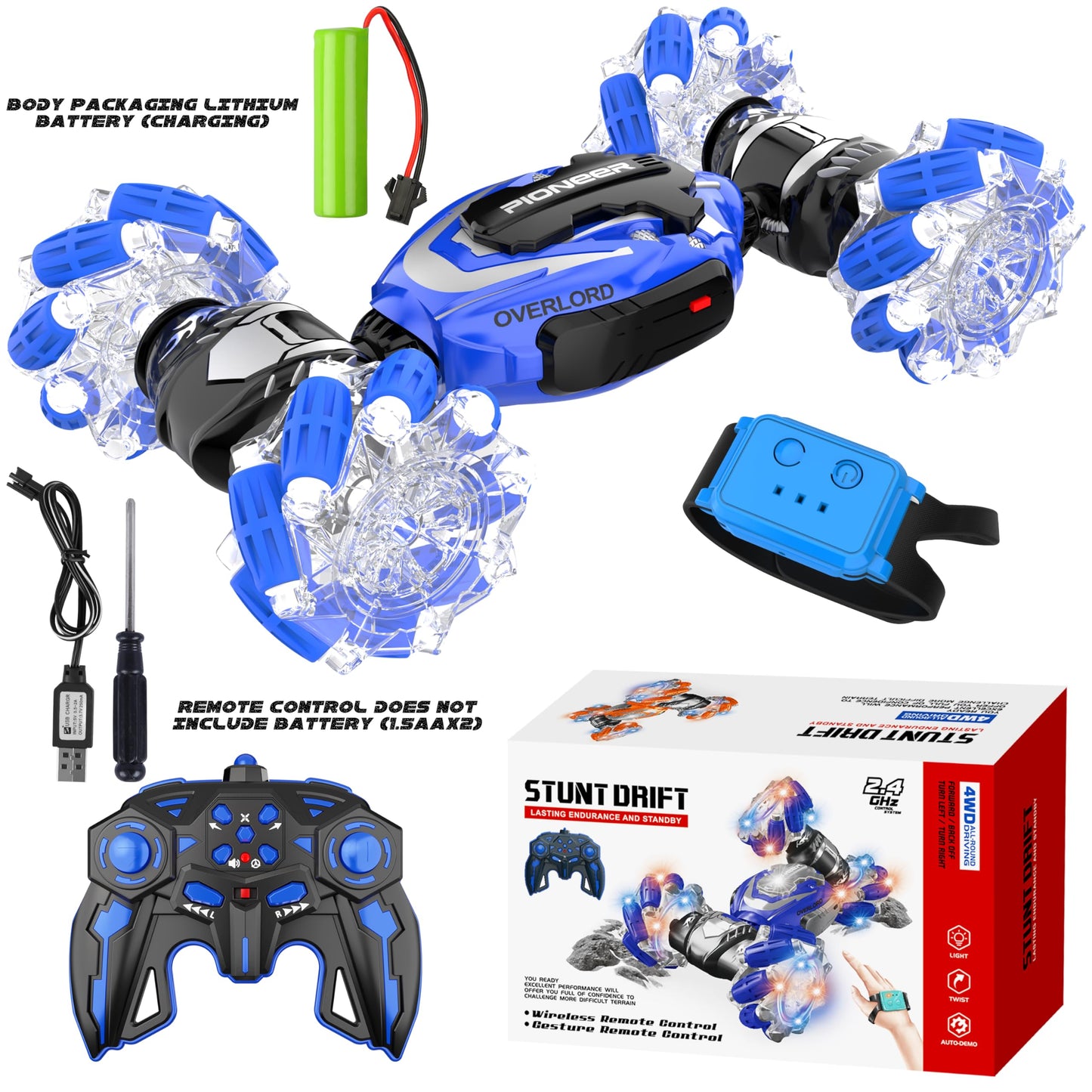 Remote Control Car, Gesture Sensing RC Stunt Car, 4 WD Transform Off Road for Rotating, 2.4Ghz Hand Controlled Remote Control Twister Cars, RC Cars for Kids Boys Girls Toy Gift Age 6 7 8 9 10 11 12 yr