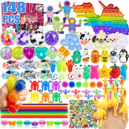 Party Favors Treasure Prizes Box - 148 PCS Party Favors for Classroom Kid 8-12, Fidget Toys Gift for Christmas Birthday, Carnival Game Prizes in Bulk, Pinata Filler Goodie Bag Stuffers for Boys Girls