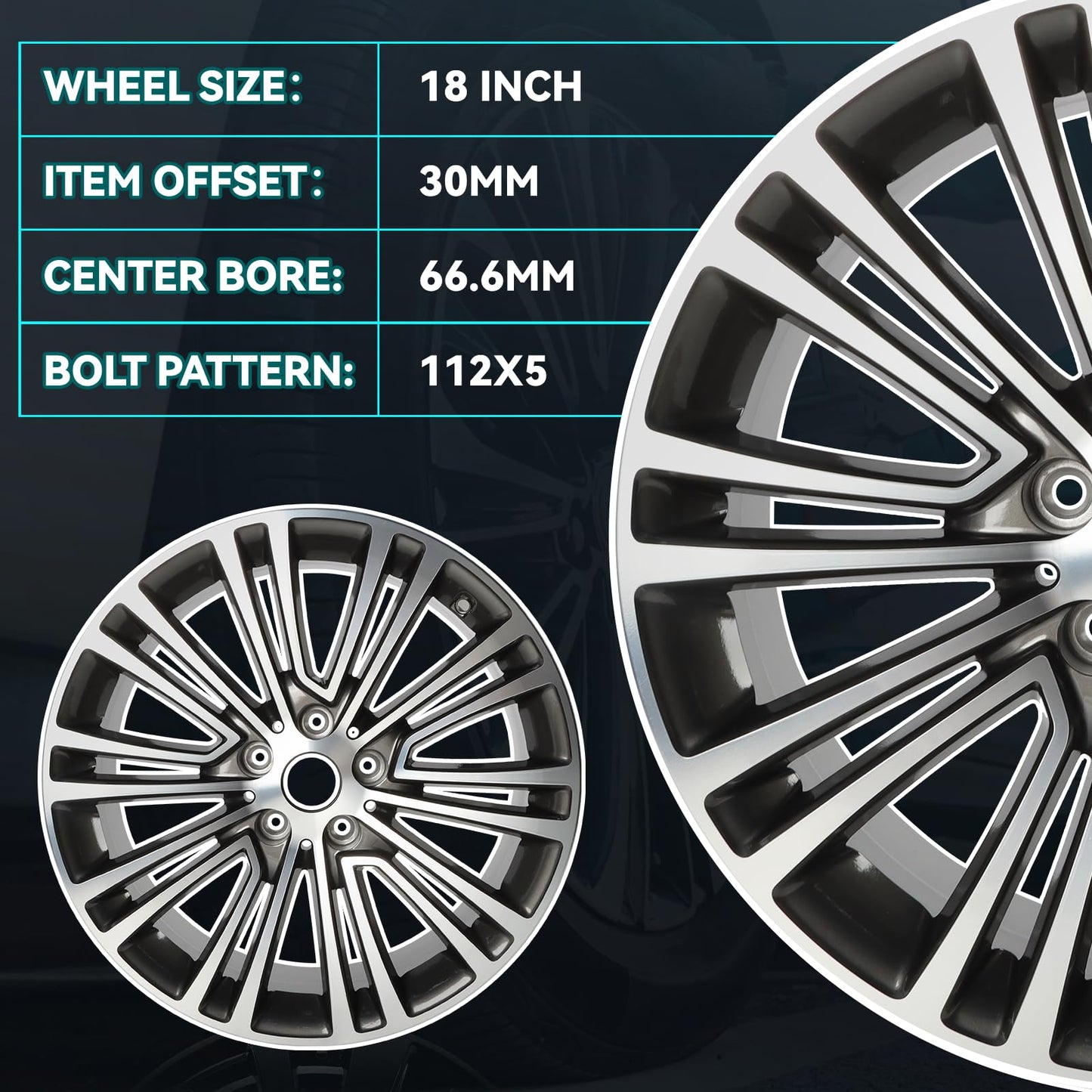 HOLUEKU New 18 Inch 18x8Inch Premium Aluminum Alloy Wheel Rim Fits for BMW 2017-2024 530i 540i 540d, 2018-2024 530e, 36116863420 Direct Fit OE Stock Specs