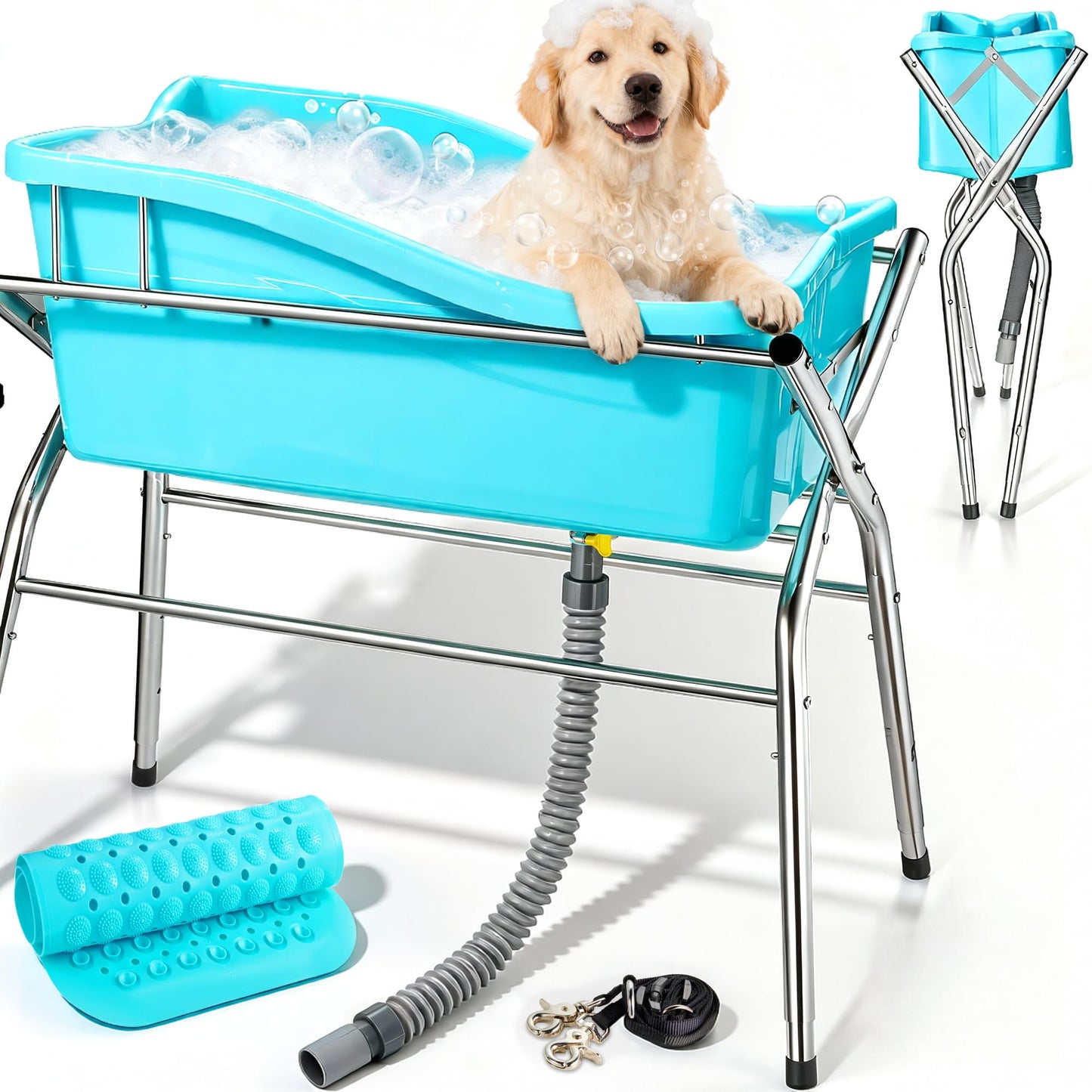 Handnam Metal Dog Bath Tub, Portable Dog Washing Bathing Station (Patent Design)