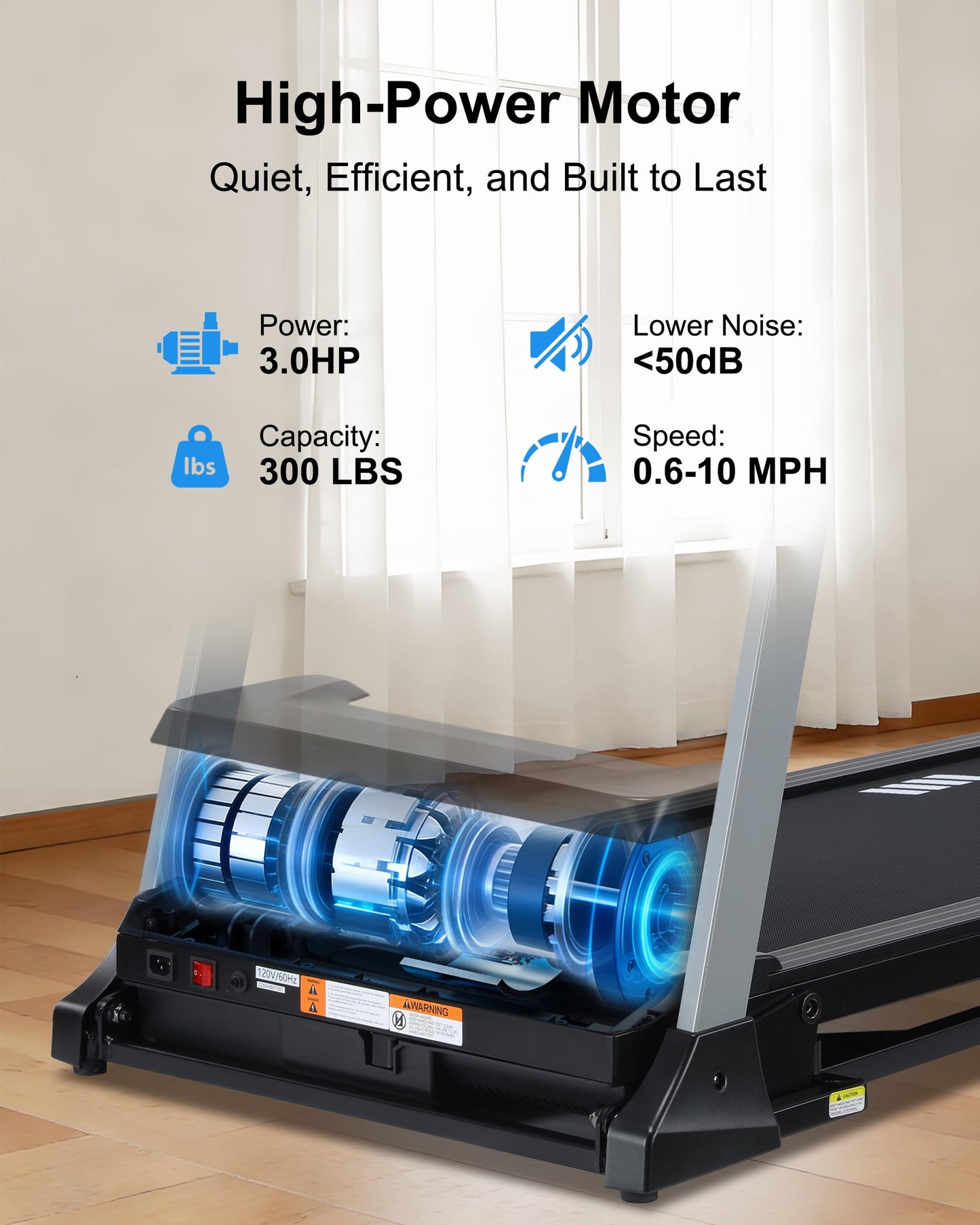 HUAGEED Treadmills for Home, 15-Level Auto Incline, 17.32" Wide Belt, 3.0HP, 0.6–10 MPH, 300 lb Capacity Folding Running Machine, 40 Preset Programs