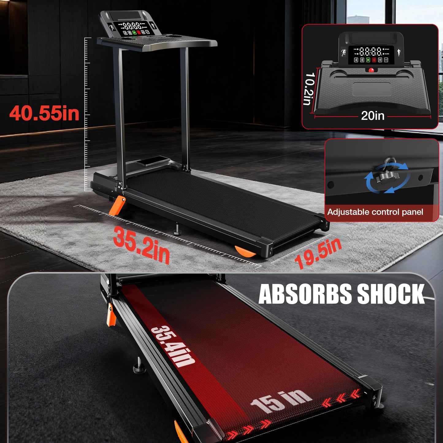 Walking Pad Treadmill with Desk Workstation, 12% Incline Treadmills for Home Small Office, 350lbs Capacity, 3.5HP