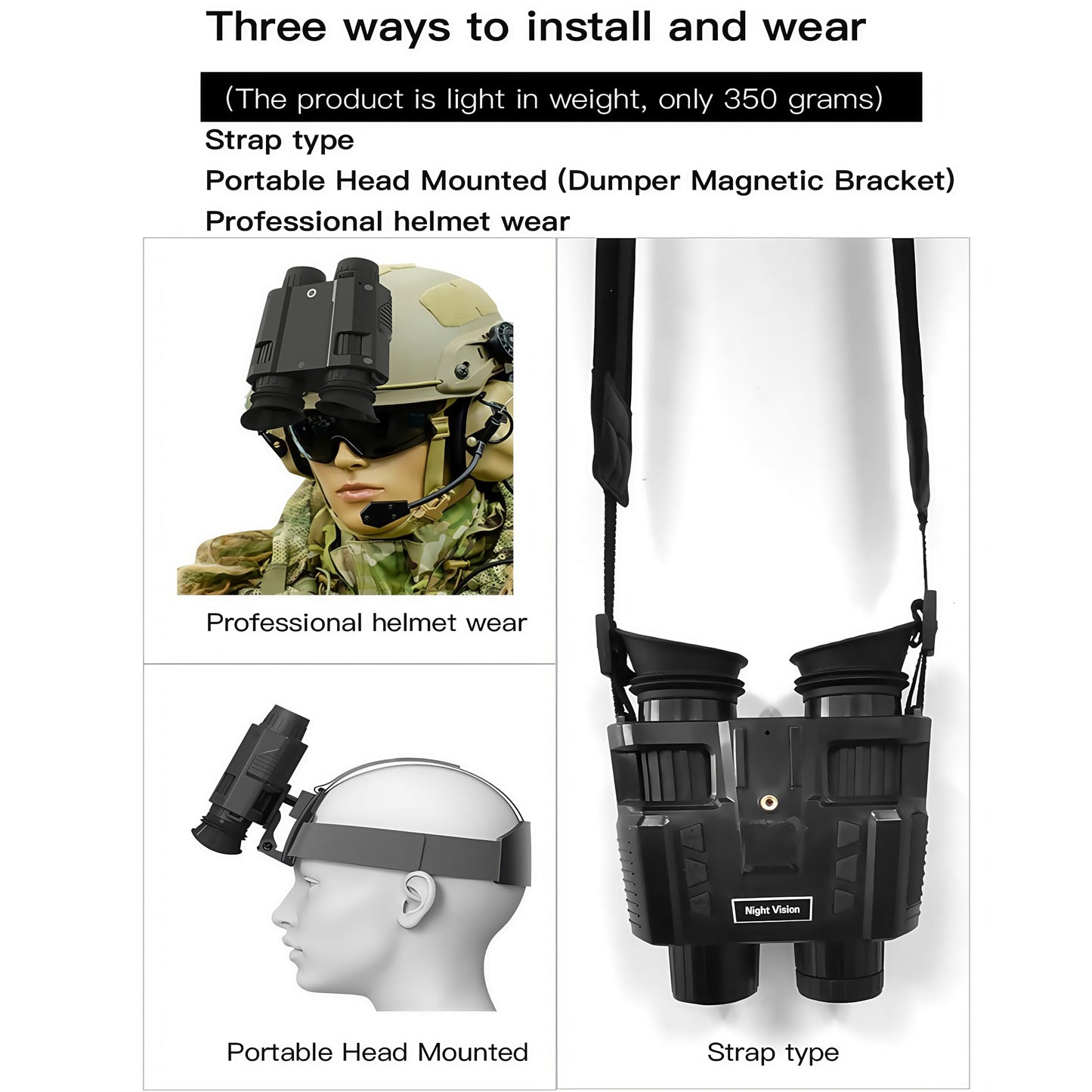 Night Vision Goggles，Qpingan 4K HD Infrared Tactical Night Vision Binoculars for Adults with Head Mounted Dual 1.4" Screen 8X Digital Zoom 3000mAh Battery 32G Card for Hunting Essentials Camping Gear