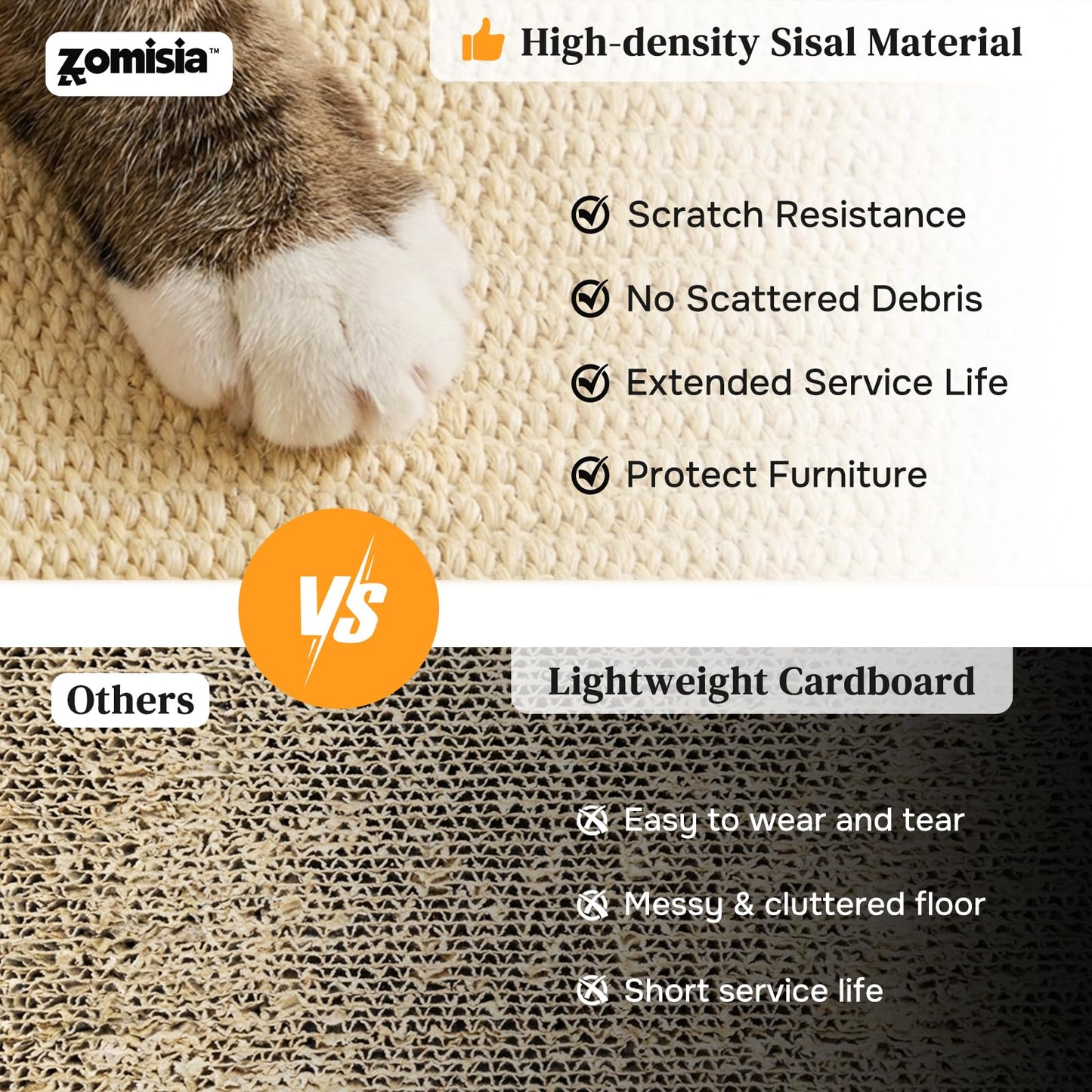 ZOMISIA Cat Scratcher with Ball Track Toy, Sisal Scratch Pad for Indoor Adult Cats, Wooden Interactive Cat Puzzle Toys for Kitten Mental Stimulation Self Play Home Enrichment