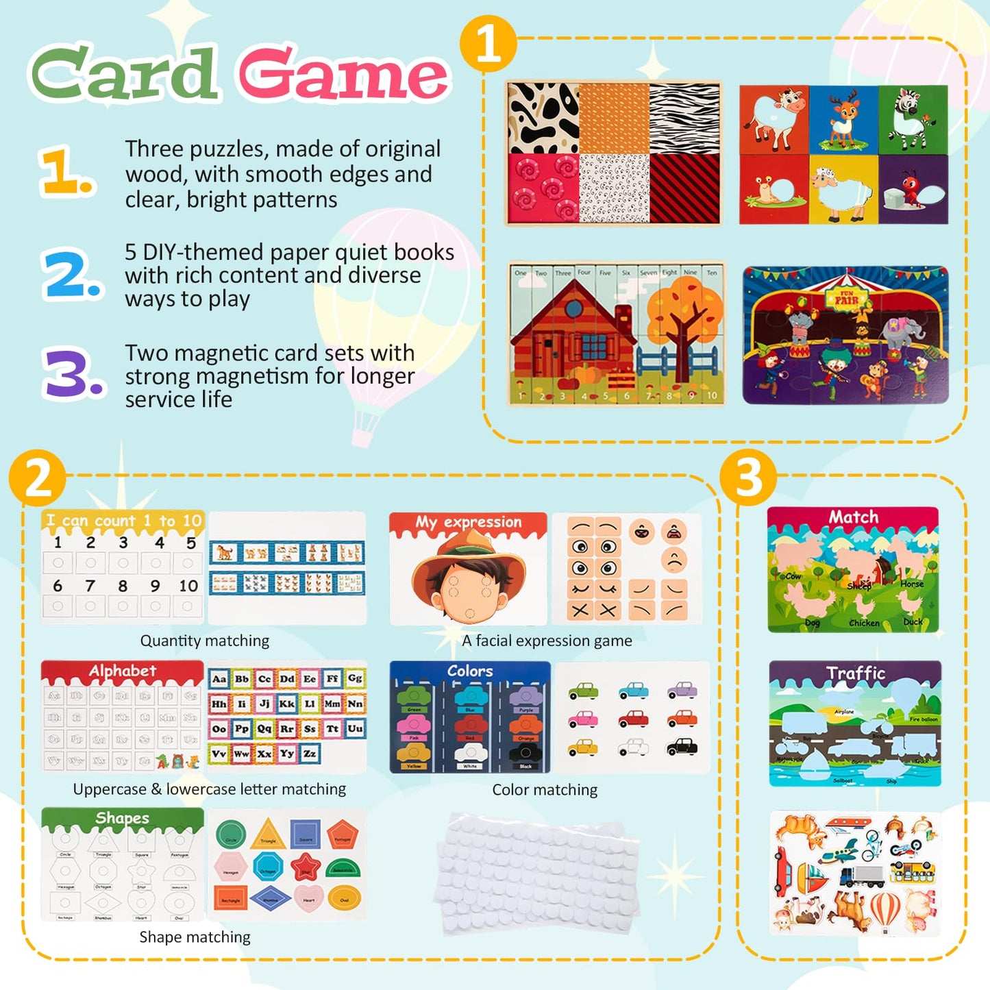 Adena Montessori Busy Board Box for Toddlers 2-4, 6 in 1 Montessori Toys for 1 Year Old with Drawing Board, Quiet Book, Puzzles, Sensory Toys for Fine Motor Skills, Learning Toys for Travel