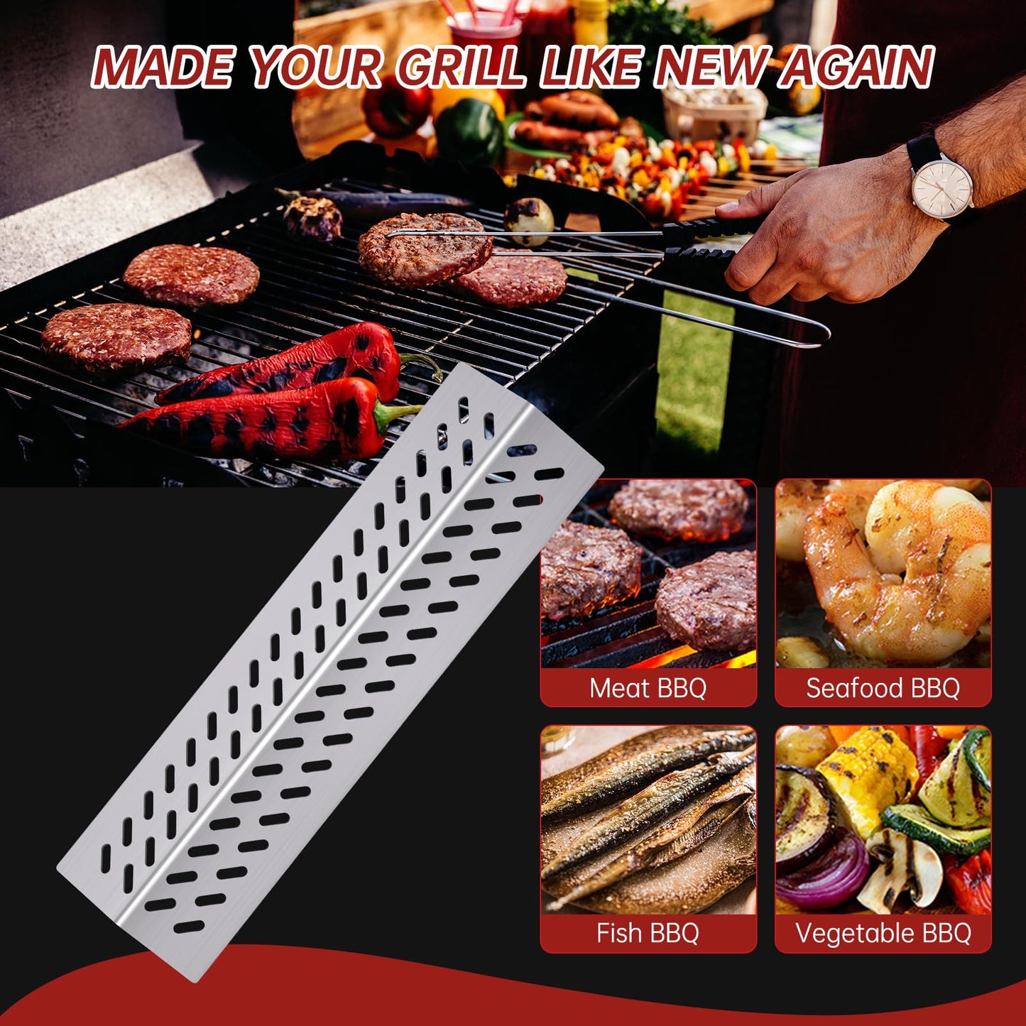 Cozilar 9MM 16517 Grill Grate 16GA Grill Heat Plates Shield for 16631 16520 Bull Grill Replacement Parts 16516, BBQ Bull Angus 4 Burner 47628 47629, Bull Outlaw 26038 26039, Steer Premium 69008, 87049