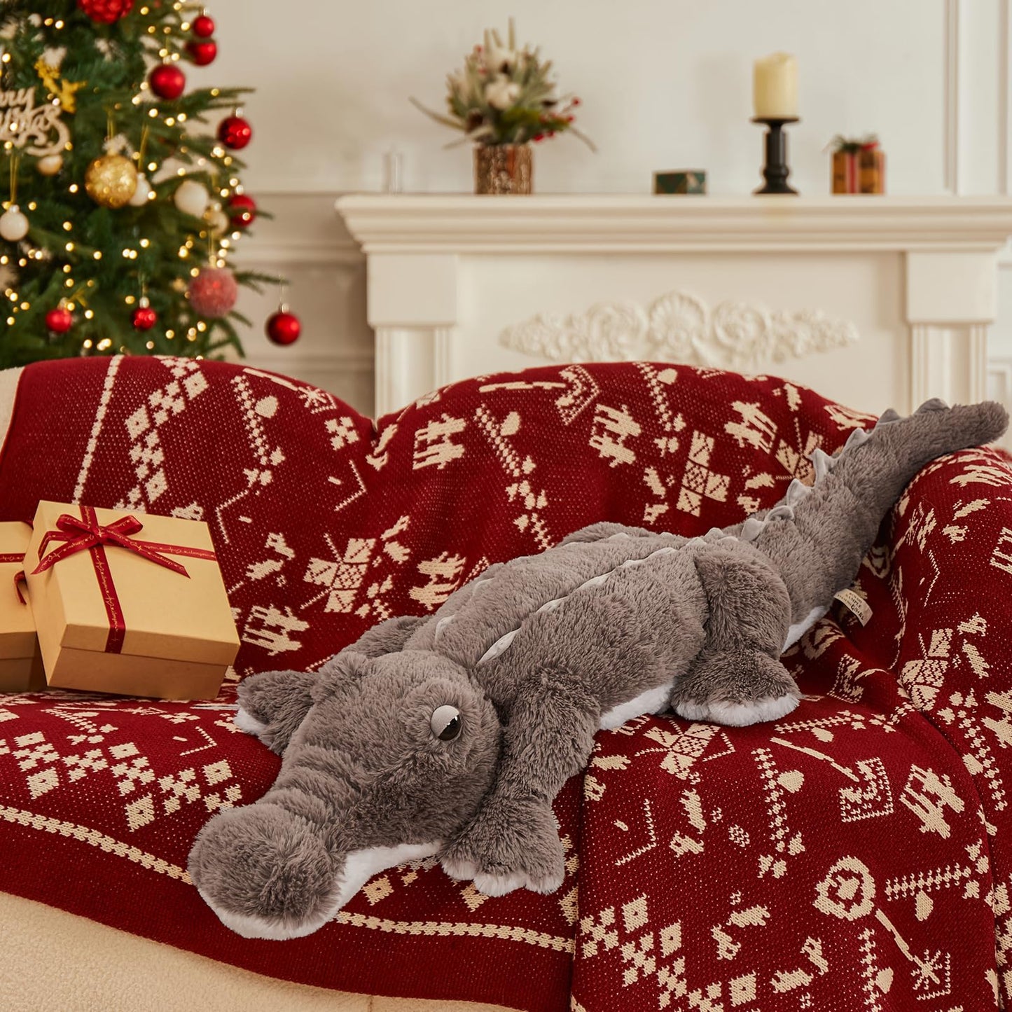 MorisMos 46 inch Giant Alligator Stuffed Animal, Soft Large Alligator Plush Pillow Toy, Big Stuffed Crocodile Gifts for Kids Boys Girls