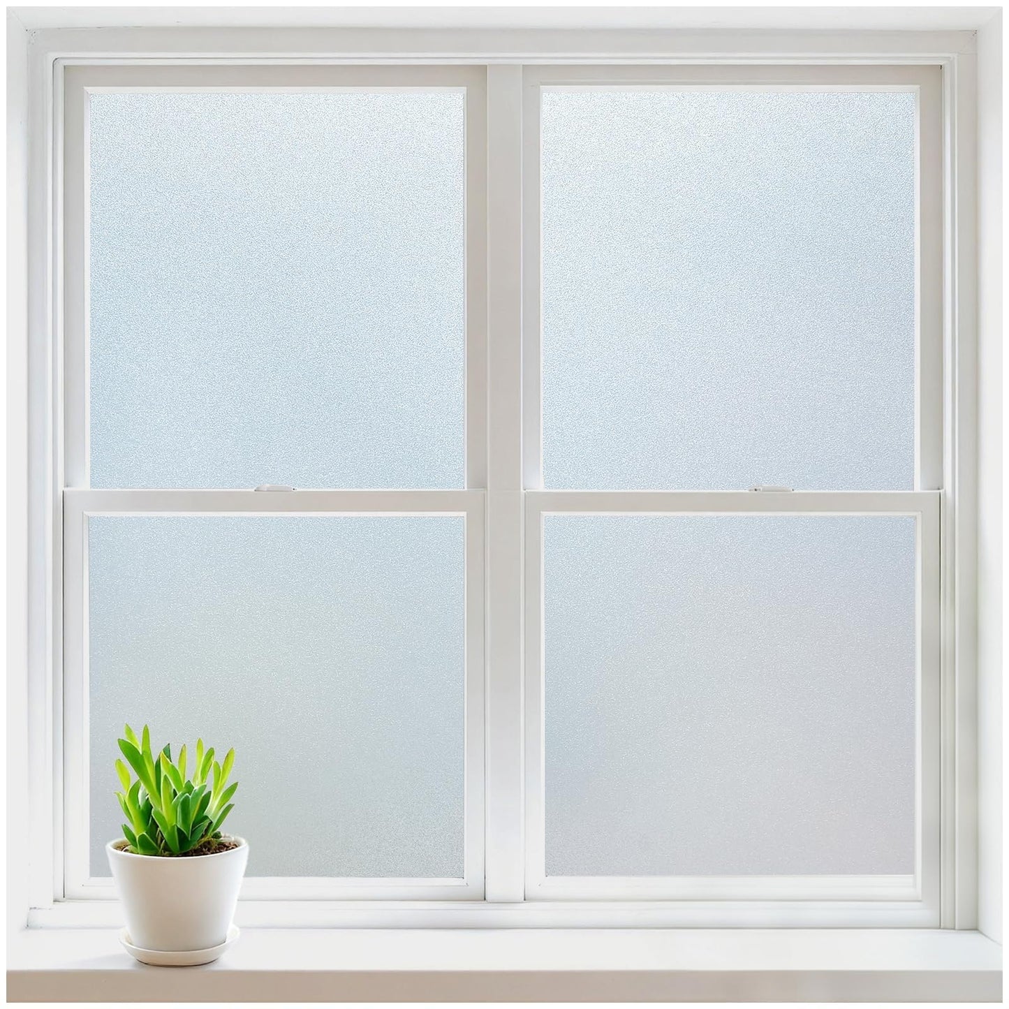 rabbitgoo Window Privacy Film, Frosted Glass Window Clings, Static Cling UV Heat Blocking Door Stickers for Home Bathroom, Removable Indoor Decal Coverings Day and Night, Pure, 17.5 x 78.7 Inches