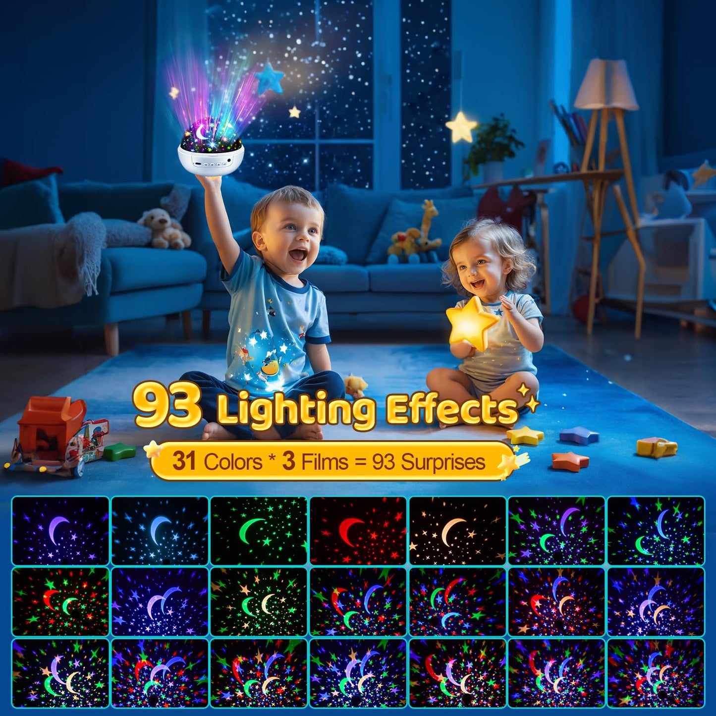 Staryou Dinosaur Toys for Kids 2-7, 【Remote+3 Films+93 Effects】 Dinosaur Toys for Kids 3-5, 【3 Timer+5 Brightness】 Baby Sensory Toys, Toddler Sensory Toy, Dinos Toys, 3 Year Boy Birthday Gifts