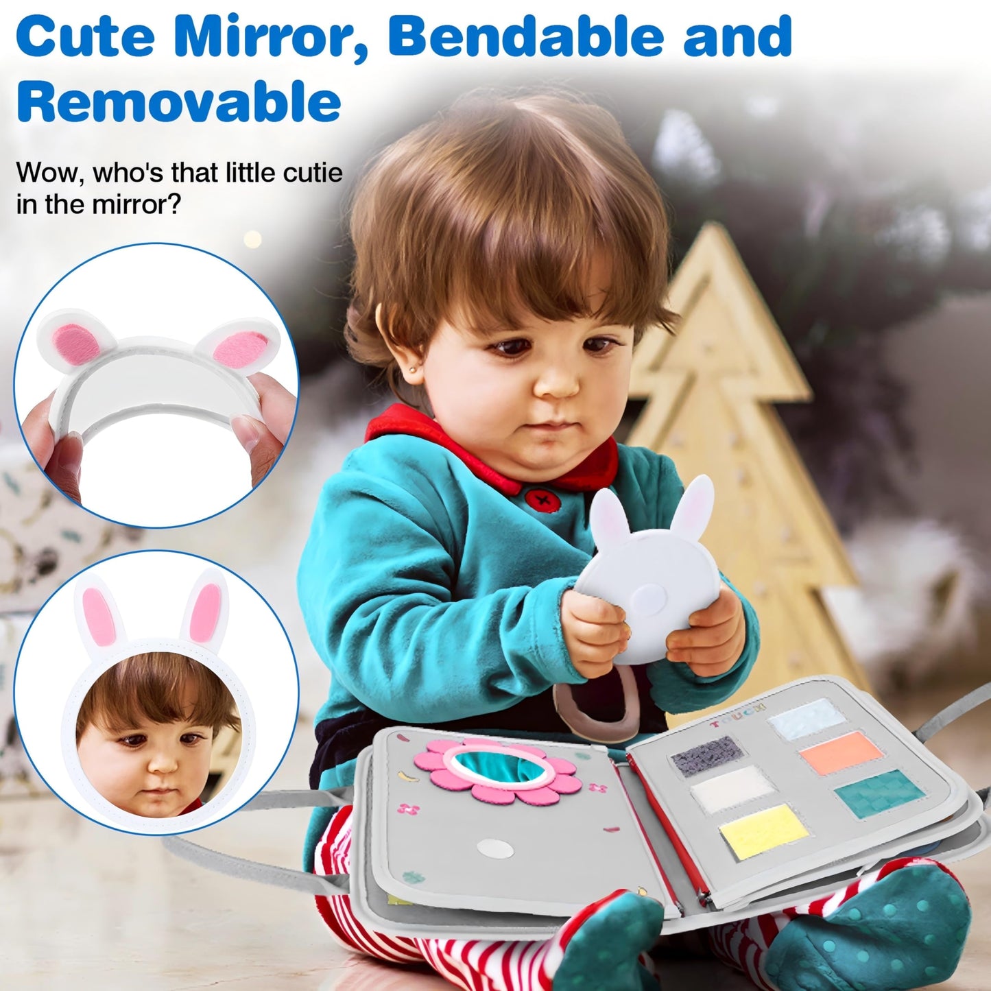 JHkim Busy Board Montessori Toys for 1 2 3 4 Year Old Boy & Girl Birthday Gifts, Autism Sensory Travel Toy for Toddlers 1-3, Educational Activity Sensory Busy Book for Learning Fine Motor Skills, Gray