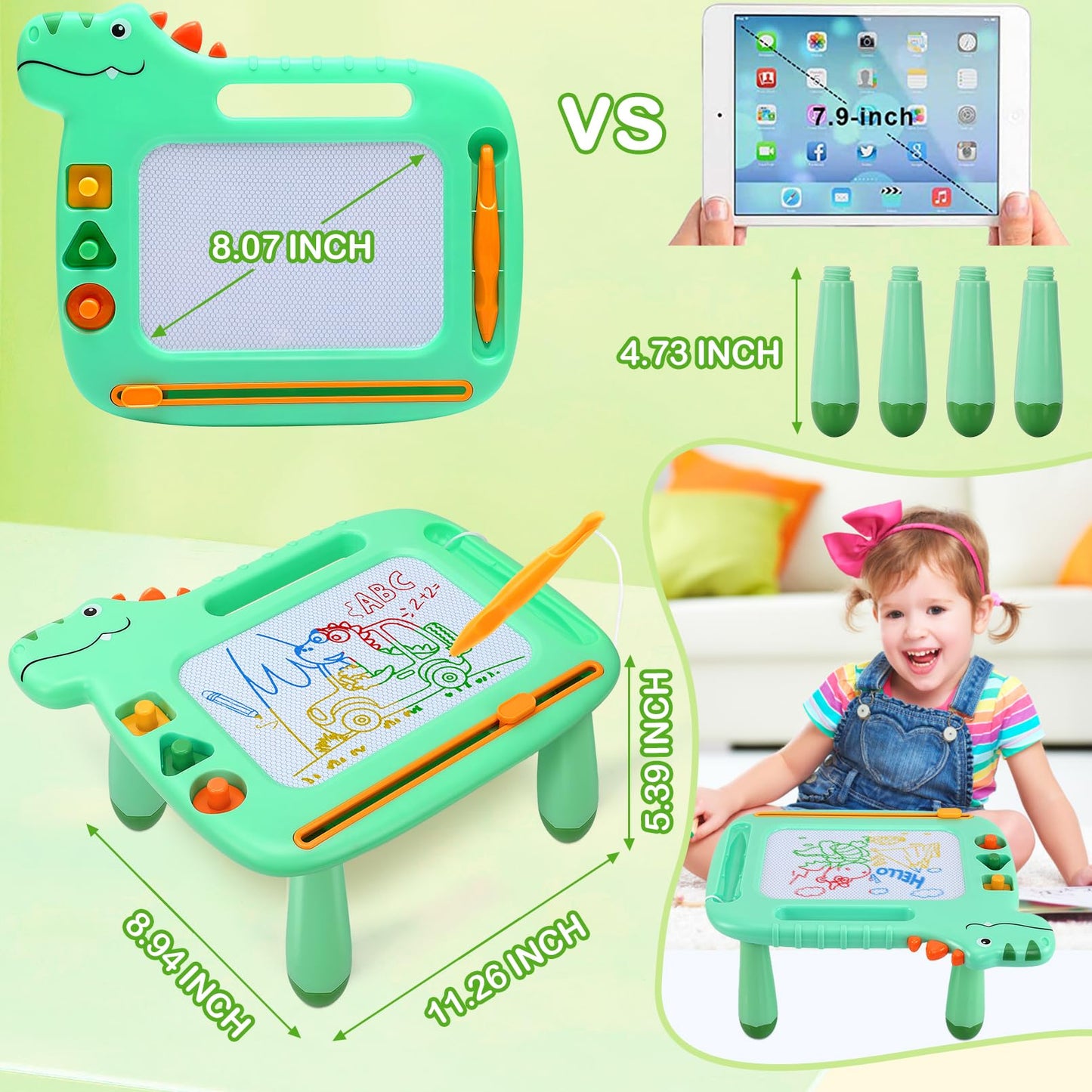 Toddler Toys 2-3, Dinosaur Magnetic Drawing Board Toys for 1 2 3 Year Old Boy Girls,Colorful Magna Sturdy Doodle Board Kids Toy, Etch Sketch Educational Toy for Toddlers 1-3 Christmas Birthday Gifts