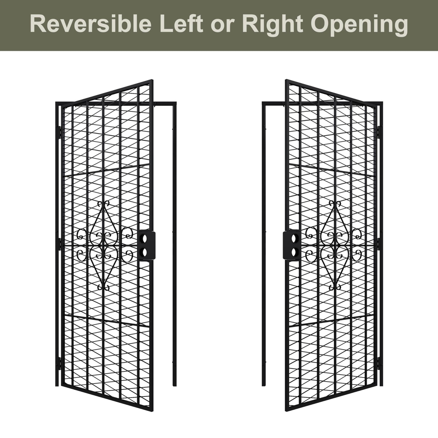 JUBEST 32 in. x 80 in. Security Screen Door, Reversible Powder Coated Black Surface Mount Outswing Steel Security Door with Expanded Metal Screen, Prehung Steel Exterior Doors, Durable&Safe