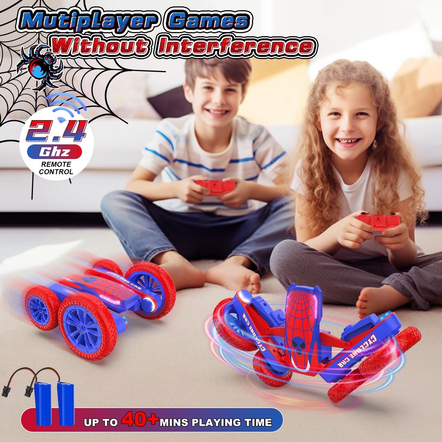 Blissbud Remote Control Car Spider RC Cars Double Sided 360°Flip 4WD Rechargeable Drift RC Race Car Boys Toys Birthday Gifts for 4 5 6 7 8 9 10 11 12 Year Old Boys Easter Basket Stuffers for Kids