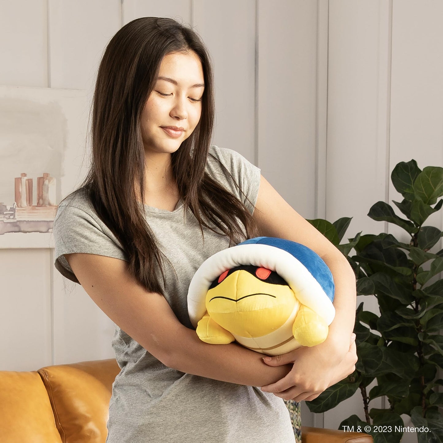 Club Mocchi Mocchi- Super Mario Plush - Buzzy Beetle Plushie - Squishy Mario Toys and Cute Stuffed Animals - Gaming Room Decor - Video Game Collectibles - 15 Inch
